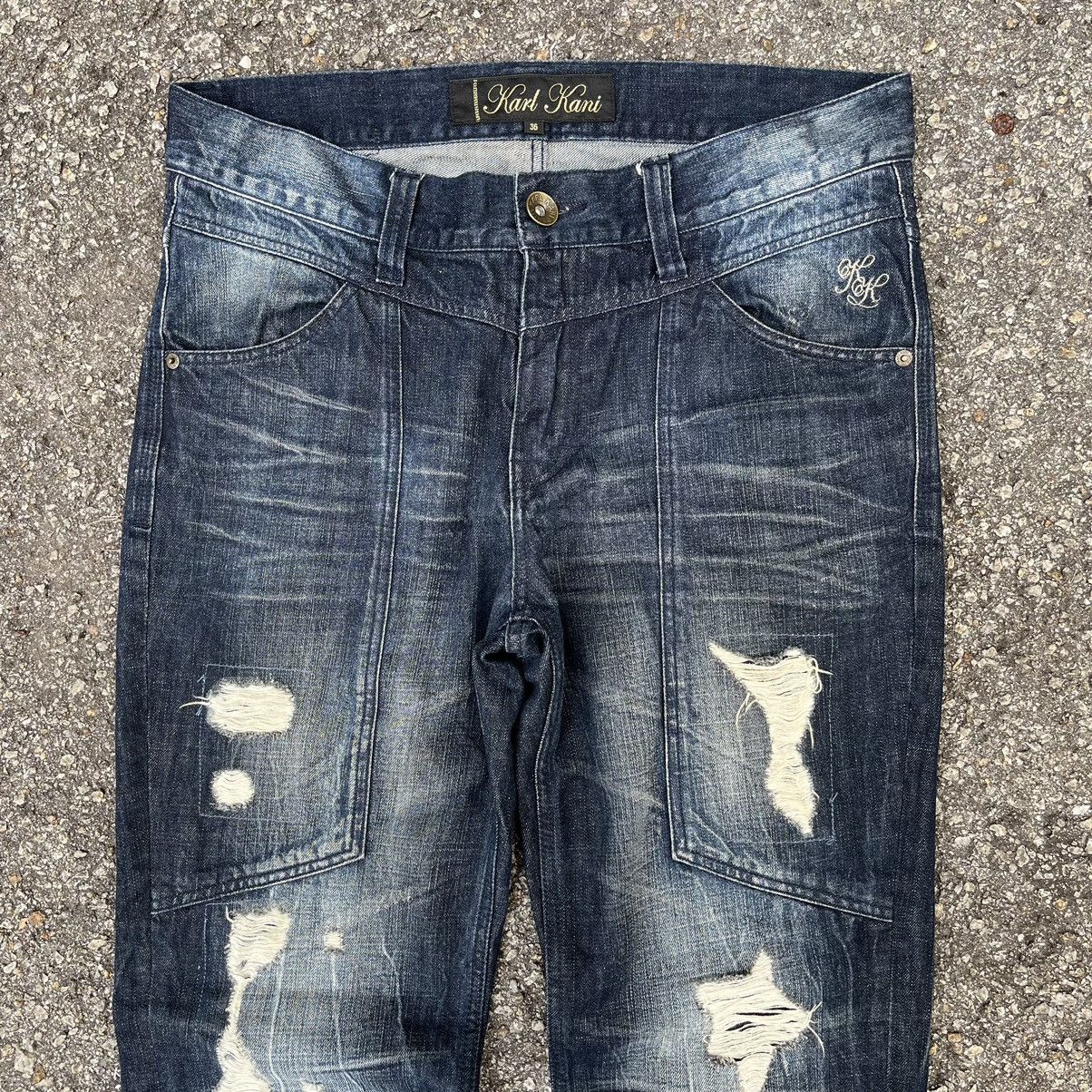JNCO Crazy Y2K Karl Kani Distressed Faded Jeans Size US 34 / EU 50 - 3 Thumbnail