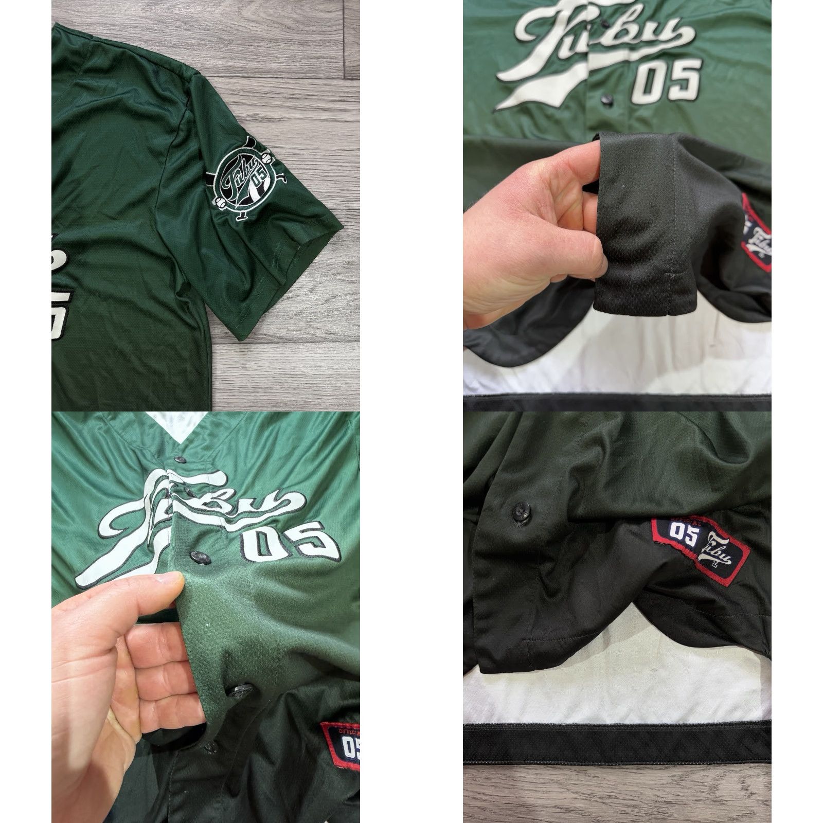 Fubu FUBU Green Baseball Jersey Shirt Hip Hop Y2K Men’s L Large Short Sleeve T-Shirt Shirts Mens 90s Sports Color Green Size US L / EU 52-54 / 3 - 9 Thumbnail