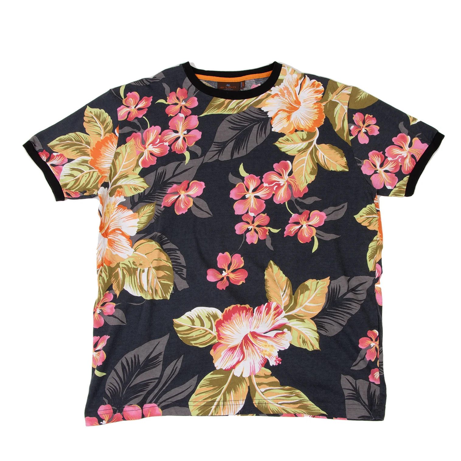 Etro Hibiscus Print T-Shirt in Black, Orange, and Pink, Size S Size US S / EU 44-46 / 1 - 1 Thumbnail