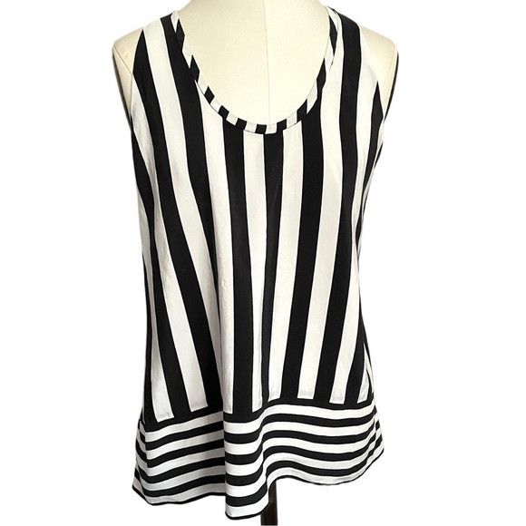 Bcbgmaxazria BCBG B&W Dana Striped Silk Halter Top - Large Size L / US 10 / IT 46 - 3 Thumbnail