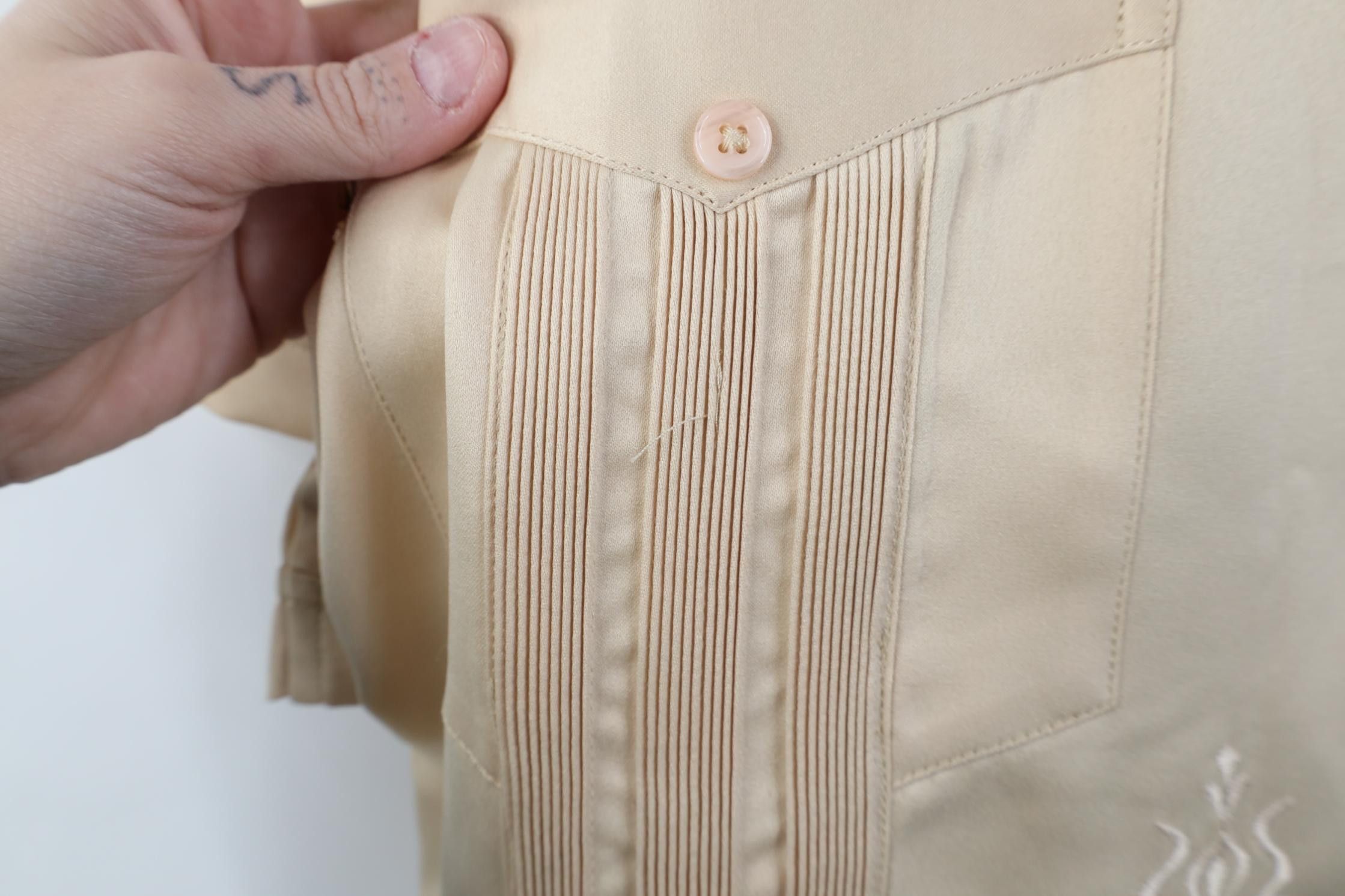 Vintage Vintage 90s Rockabilly Western Wedding Button Shirt Beige Size US XXL / EU 58 / 5 - 5 Thumbnail