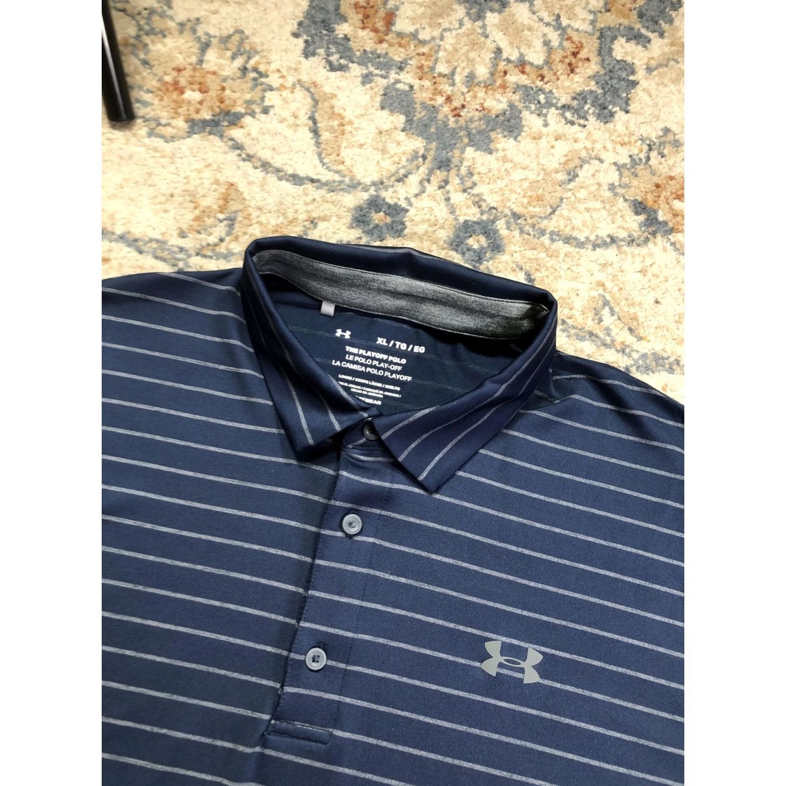 Under Armour Under Armour Playoff Polo Shirt Mens XL Blue Stripe HeatGear Golf Casual Shirt Size US XL / EU 56 / 4 - 6 Thumbnail
