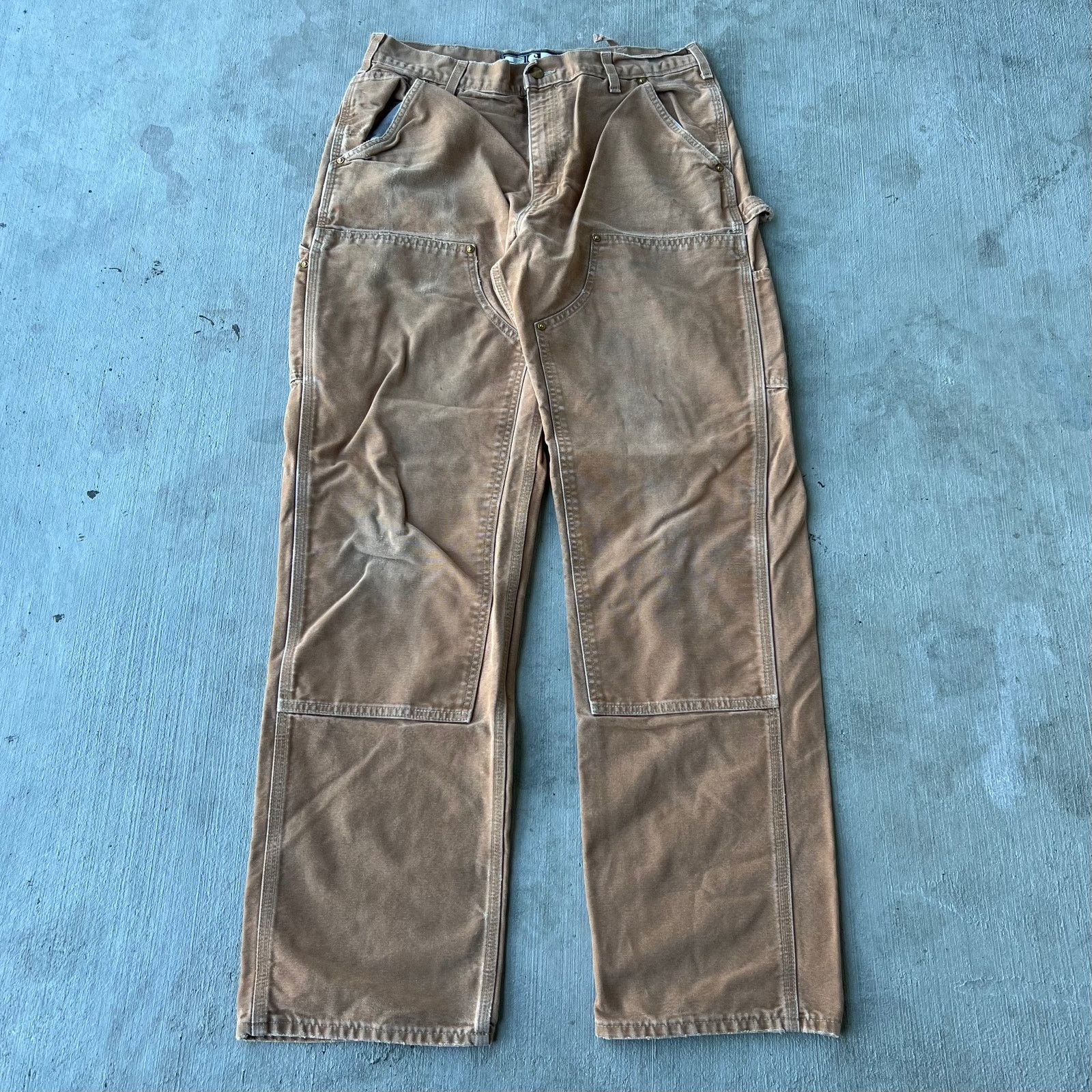 Vintage Y2K Carhartt brown double knee work carpenter pants