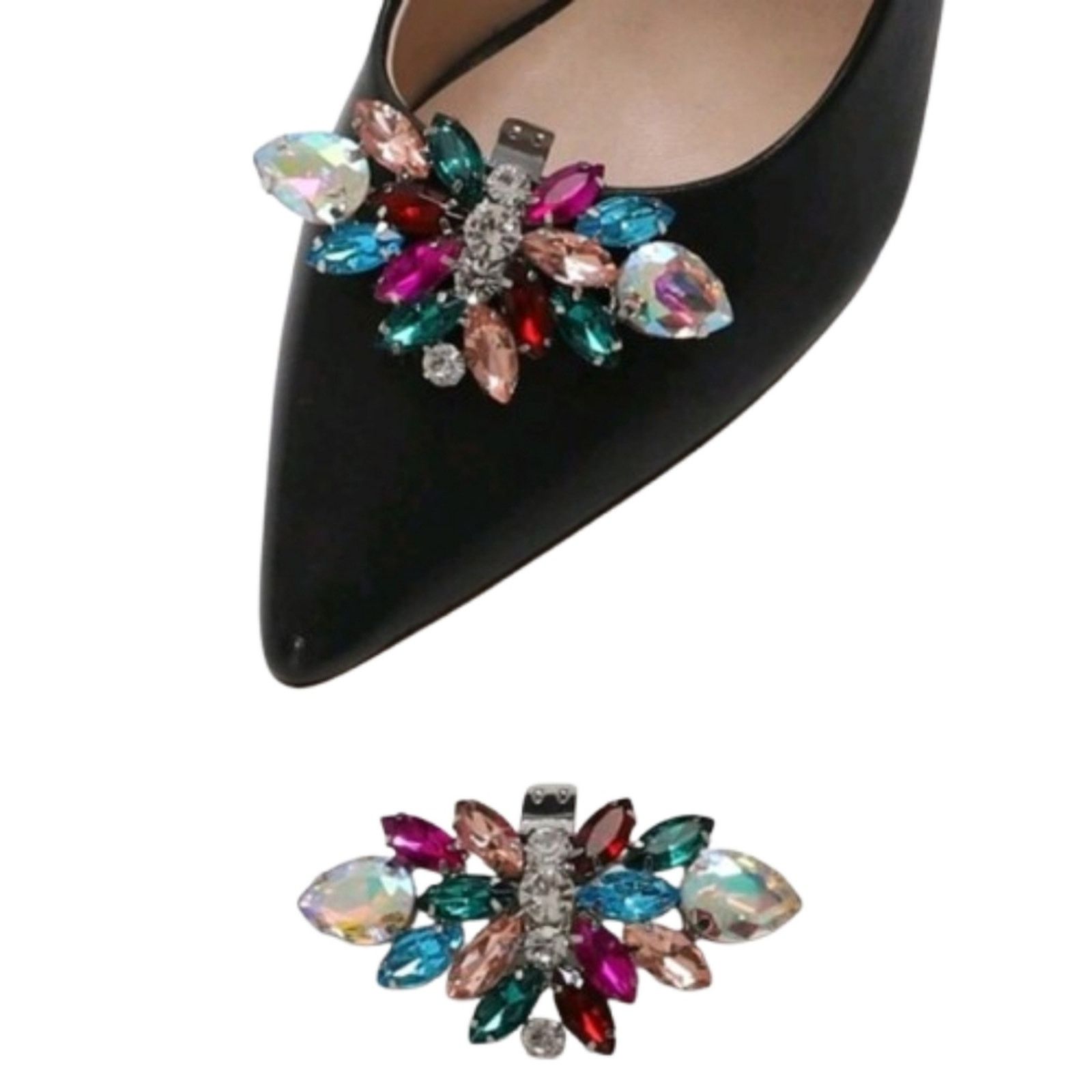 Other COLORFUL ☆ RHINESTONE ☆ SILVERTONE SHOE CLIPS ☆ NIP Size US 4 / IT 34 - 3 Thumbnail