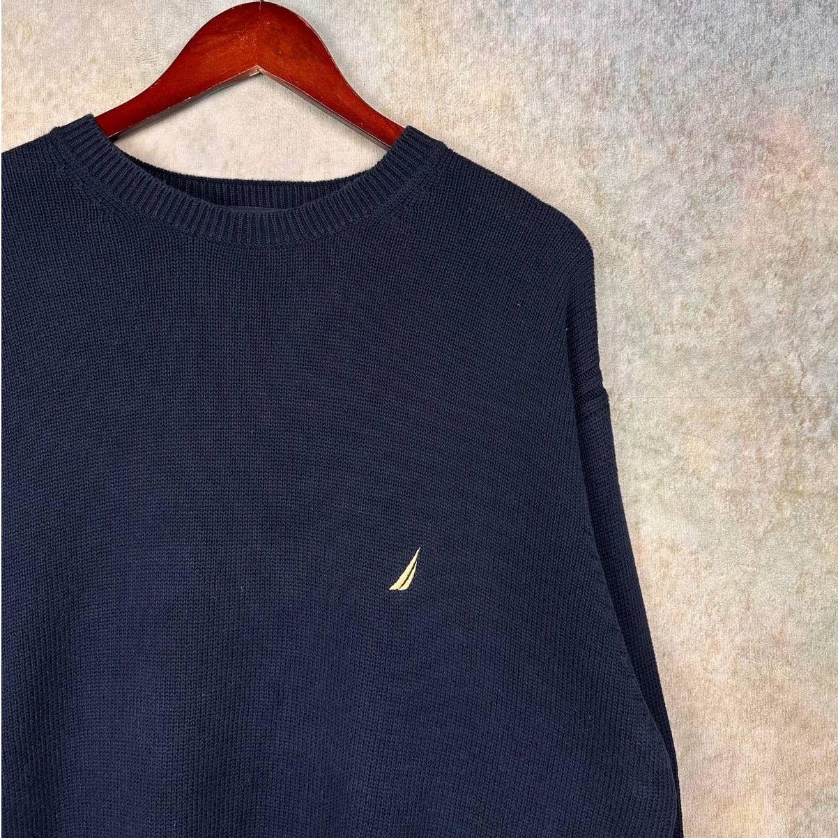Nautica × Vintage Vintage 90s Nautica Sweater Sz XL Navy Blue Pullover Logo Size US XL / EU 56 / 4 - 4 Thumbnail