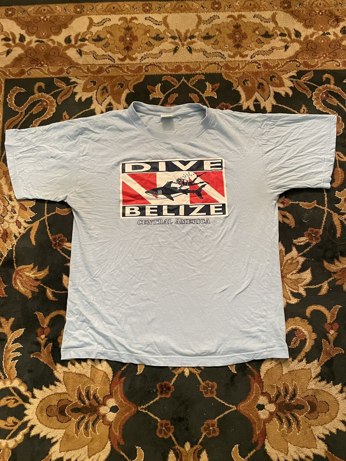 Vintage VTG Island Expression Dive Belize Graphic Blue SS T-Shirt Size US L / EU 52-54 / 3 - 1 Thumbnail