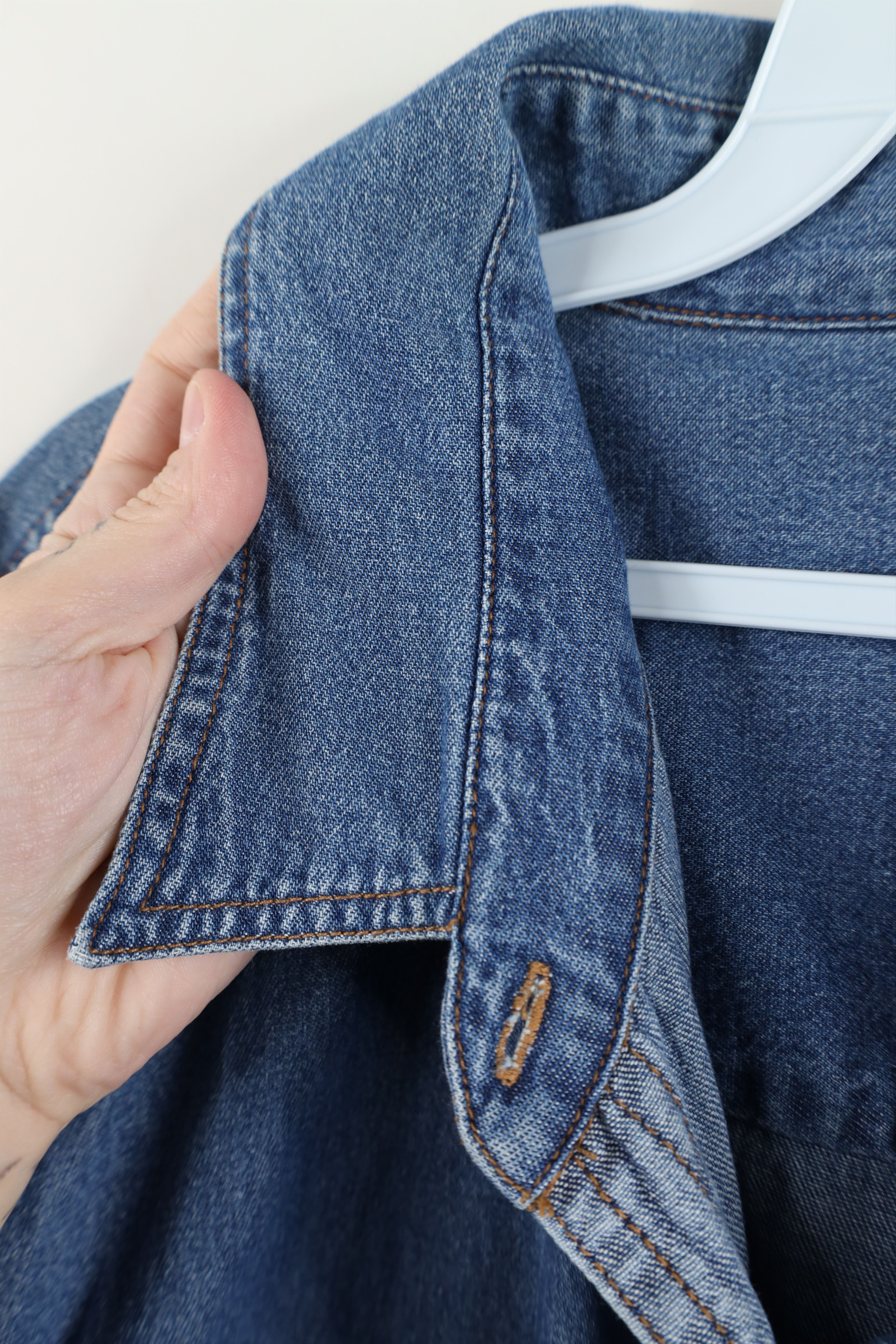 Vintage Vintage 90s Streetwear Collared Denim Jean Button Shirt Size 3XL / US 20-22 - 10 Thumbnail