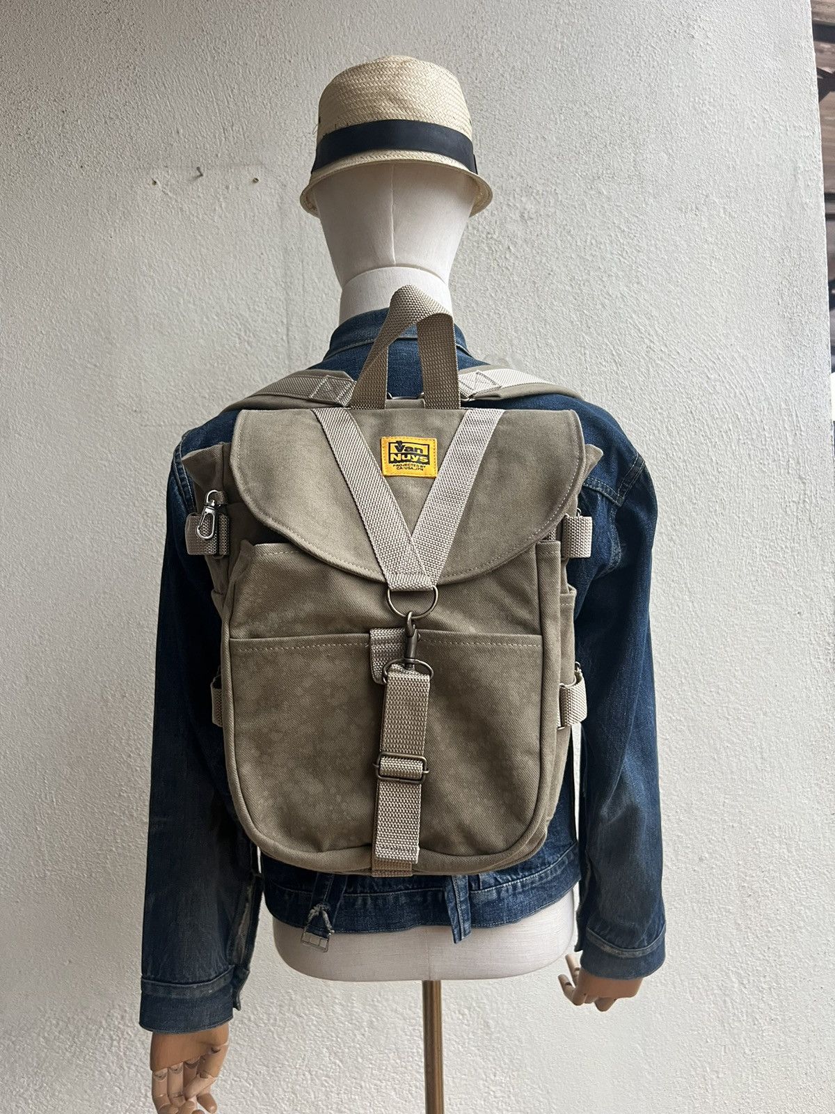Vintage Van Nuys Japan Discolouration Cotton Canvas Backpack Bag Size ONE SIZE - 2 Thumbnail