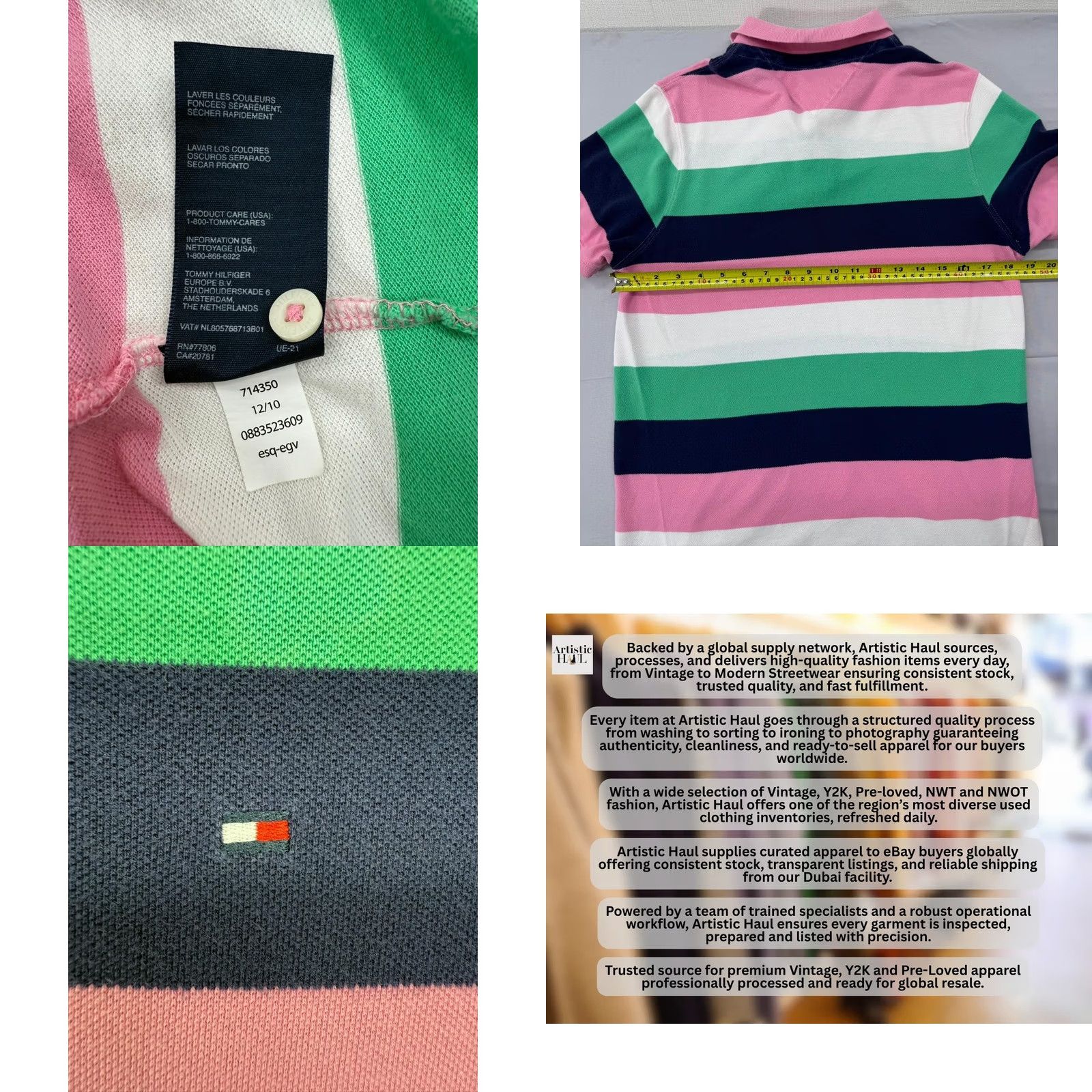 Tommy Hilfiger Tommy Hilfiger Mens M Multicolor Stripe Slim Fit Polo Cotton Shirt Size US M / EU 48-50 / 2 - 8 Thumbnail