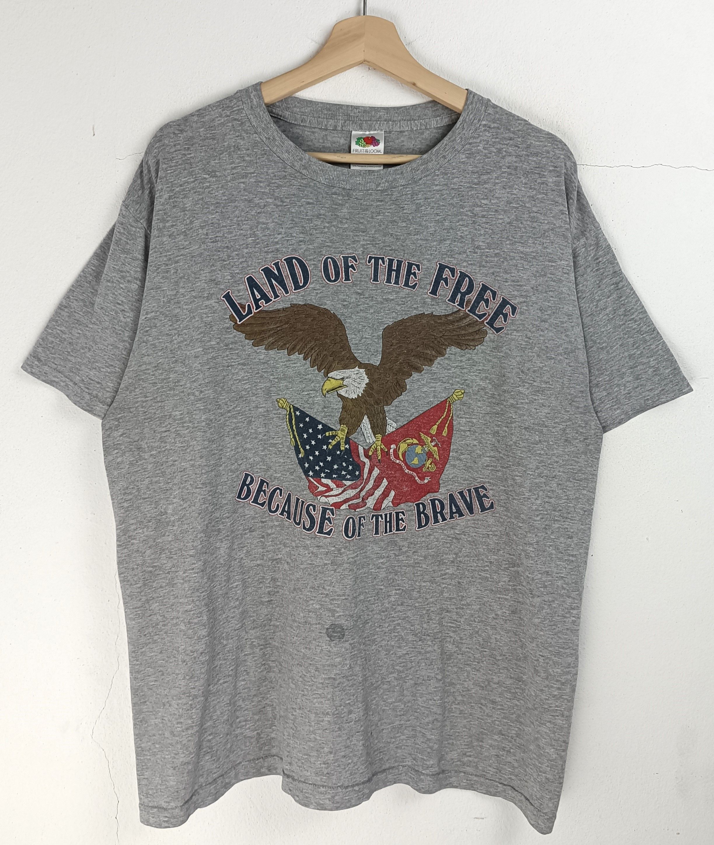 Other VINTAGE 2000s LAND OF THE FREE USA EAGLE ARMY MARINES TEE Size US L / EU 52-54 / 3 - 3 Thumbnail