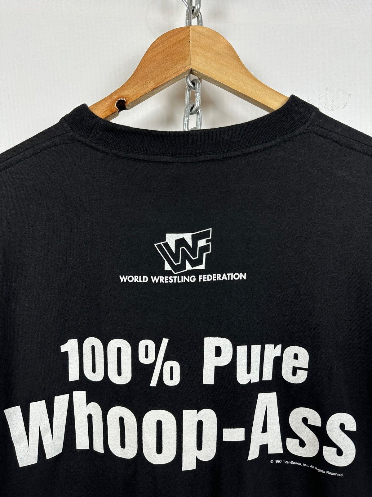 Vintage 1997 Vintage Stone Cold 100% Pure Whoop Ass WWE Rare T-Shirt Size US XL / EU 56 / 4 - 16 Thumbnail