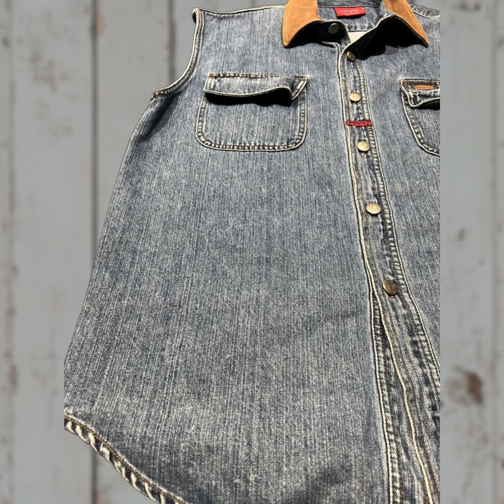 Karl Kani VINTAGE Karl Kani Denim Vest L Jeans L Blue 90s Hip Hop Baggy Pockets Casual Men Vest Mens White? Wait. Size US 33 - 1 Thumbnail