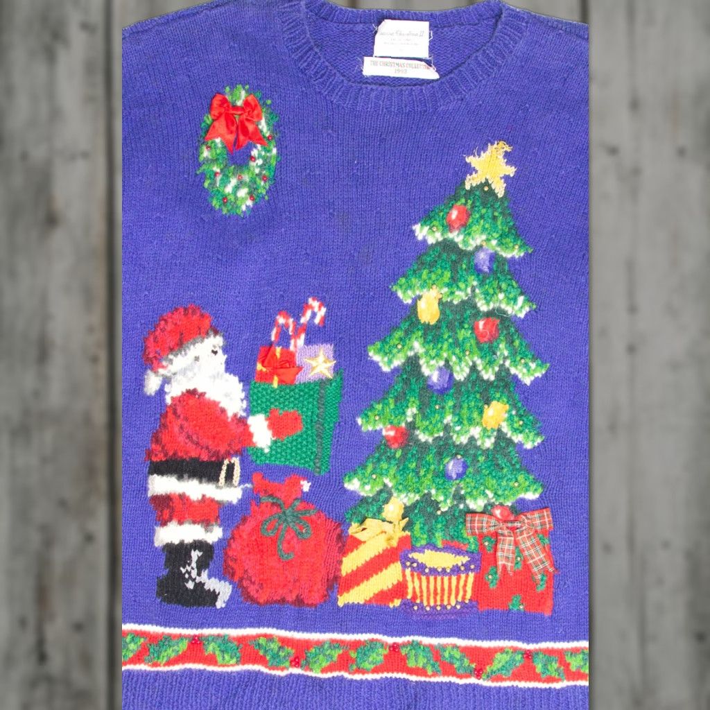 Vintage VINTAGE Blue Ugly Christmas Pullover Marisa Christina 61974 Pullover XS-Large Size XL / US 12-14 / IT 48-50 - 1 Thumbnail