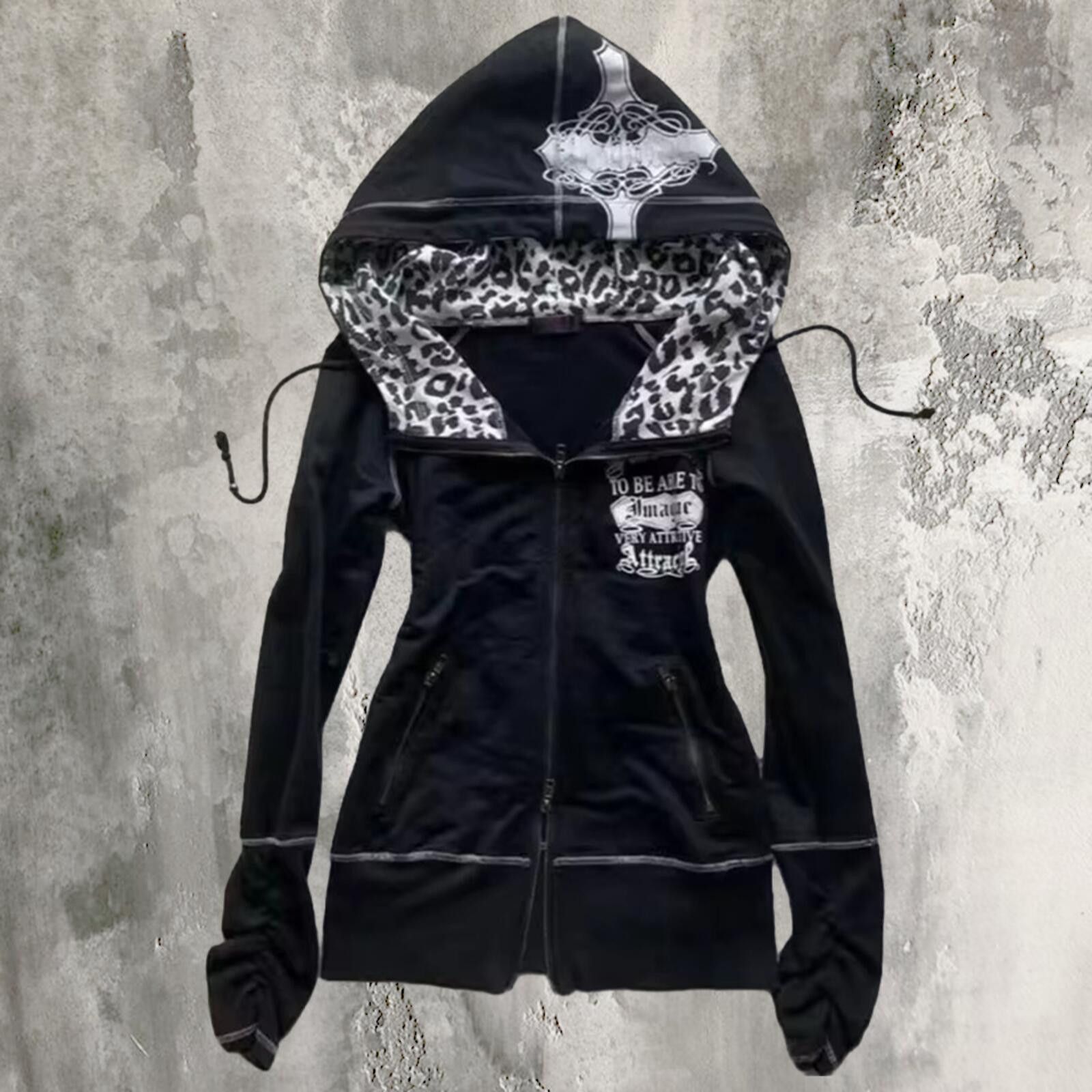 Vintage black gothic lepoard skull hoodie Size M / US 6-8 / IT 42-44 - 1 Thumbnail