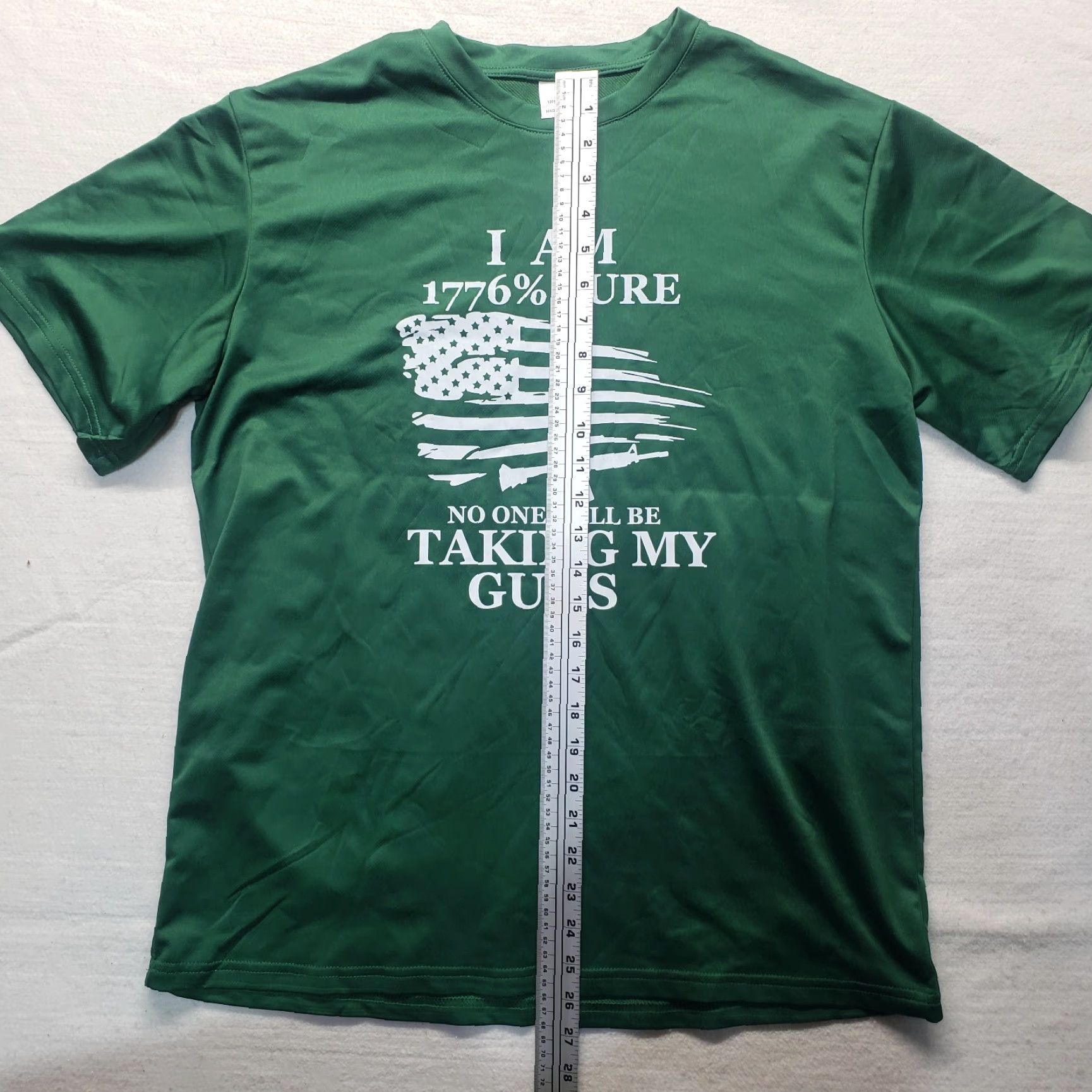 Vintage I am 1776% Sure That No One is Taking My Gun Tee T-Shirt Adult Men's L Large Shirt Green 1776 9 90s Mens Size US L / EU 52-54 / 3 - 6 Thumbnail