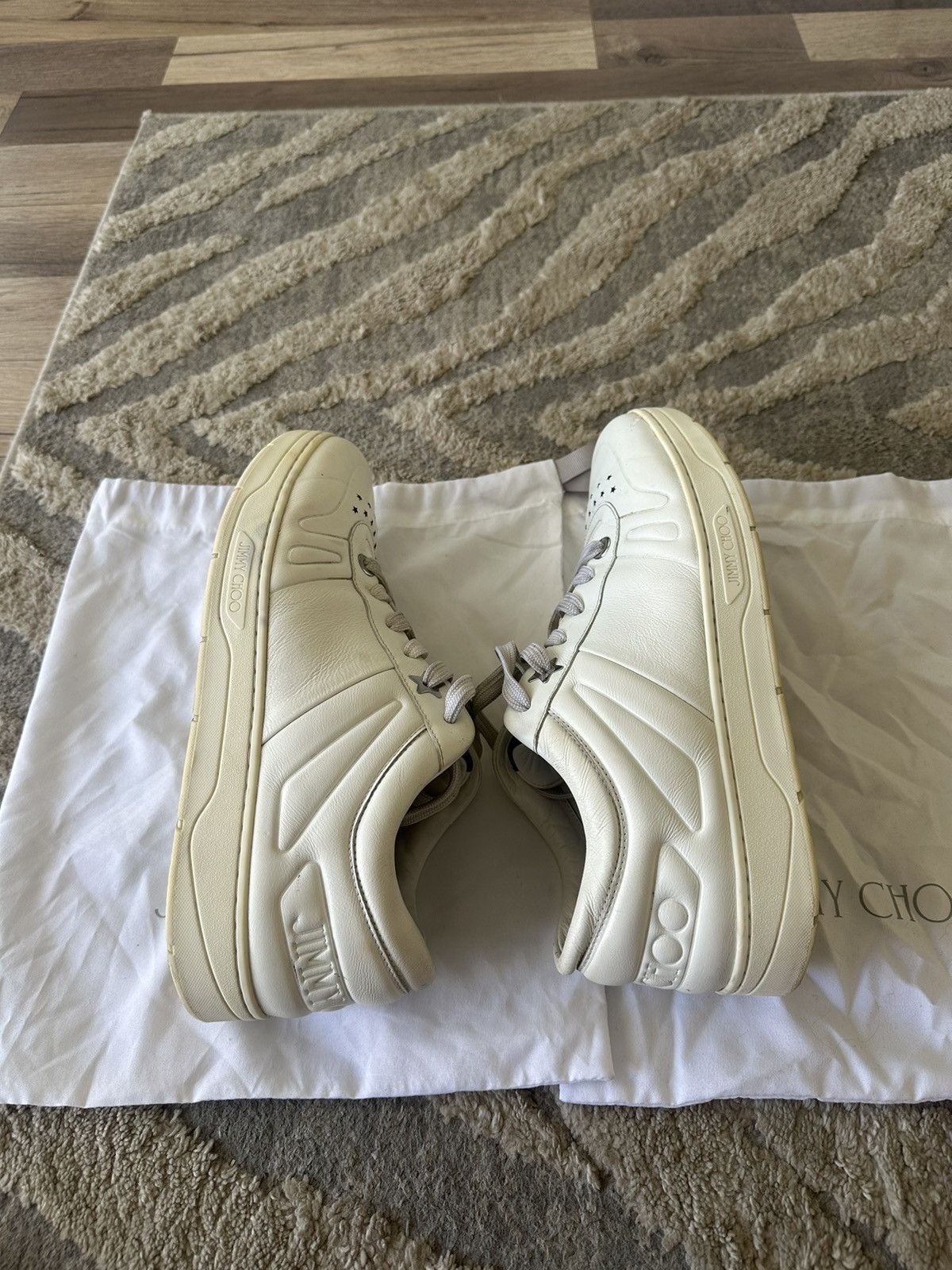 Jimmy Choo Jimmy Choo Men’s Hawaii Sneakers (White) Sz 10.5 US 43.5 EU Size US 10.5 / EU 43-44 - 4 Thumbnail