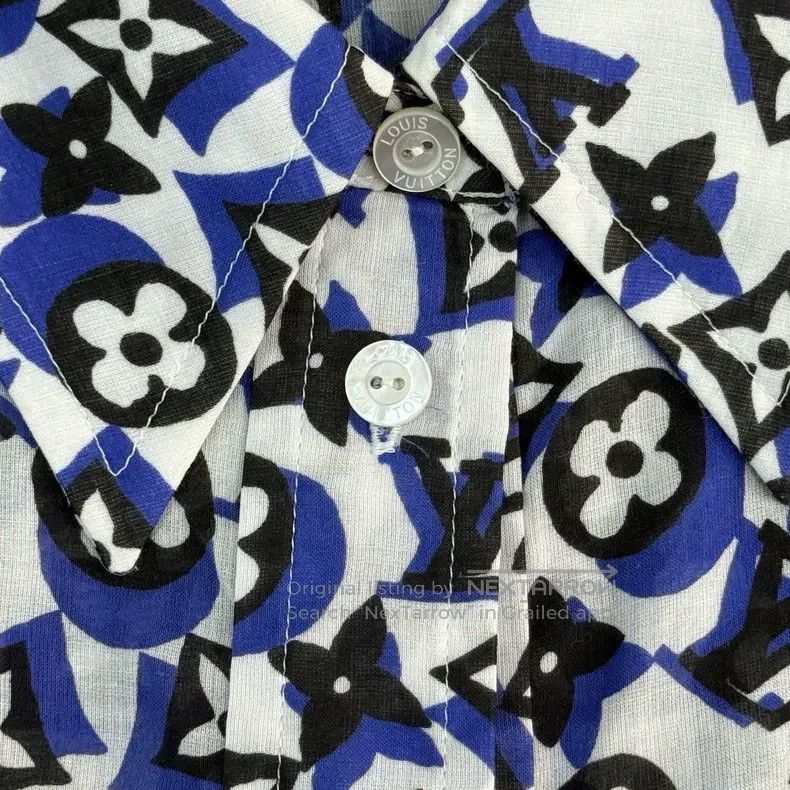 Louis Vuitton Louis Vuitton Blue shirt with full logo shirt Size XS / US 0-2 / IT 36-38 - 7 Thumbnail