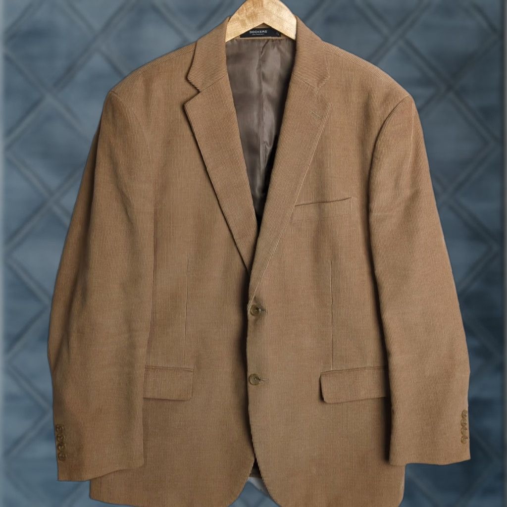Dockers DOCKERS Blazer Corduroy Sport Coat 46R Mens Tan Khaki Beige 2 Piece Regular Pre-owned Sports Coat Blazer Size 46R - 1 Thumbnail