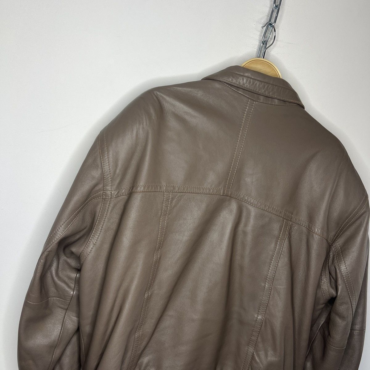 Leather × Vintage Vintage Brown Leather Motor Biker Jacket Trucker Genuine Size US L / EU 52-54 / 3 - 9 Thumbnail