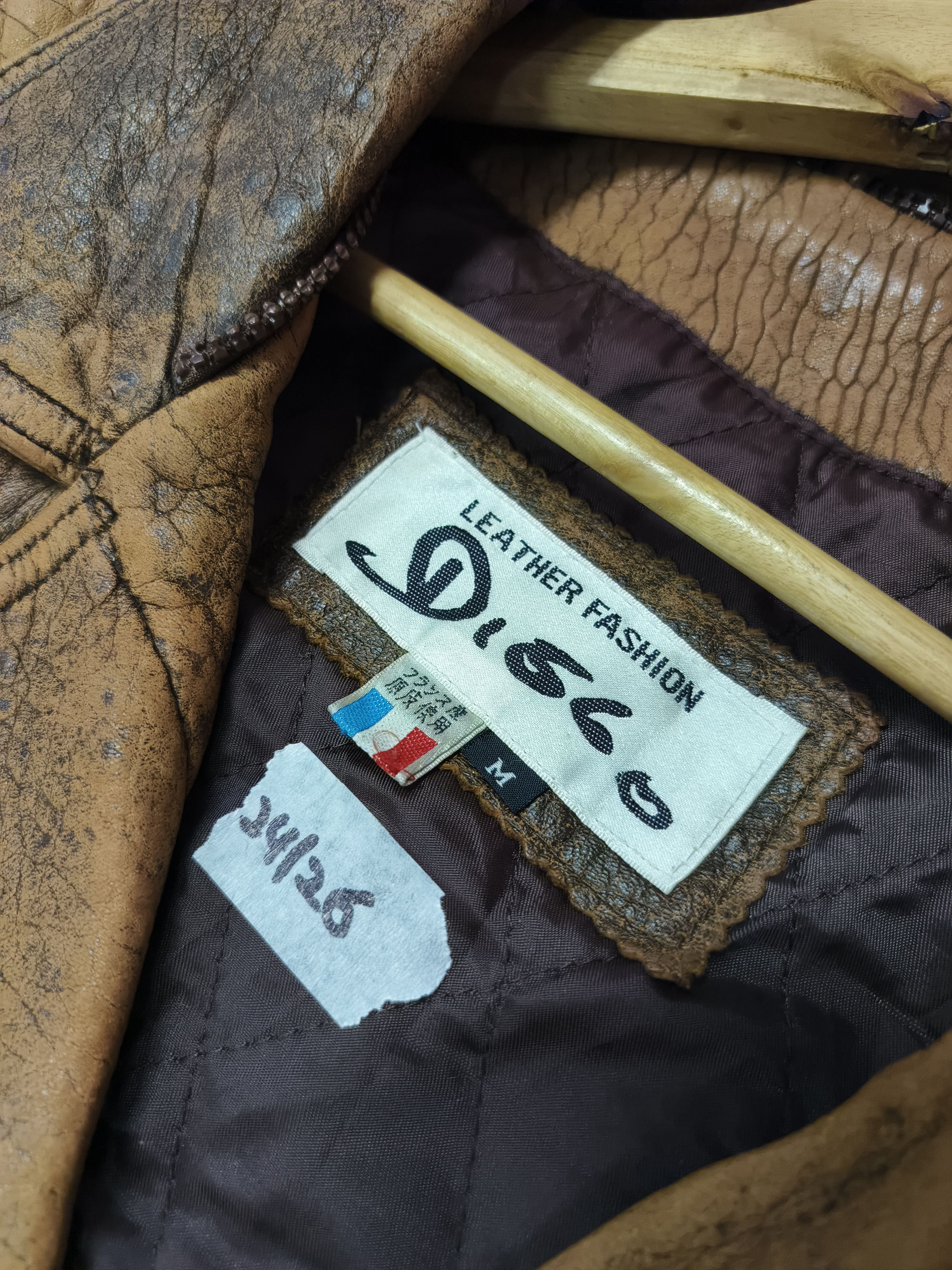Vintage DISCO REAL LEATHER DOUBLE COLLAR BOMBER JACKET Size US M / EU 48-50 / 2 - 7 Thumbnail