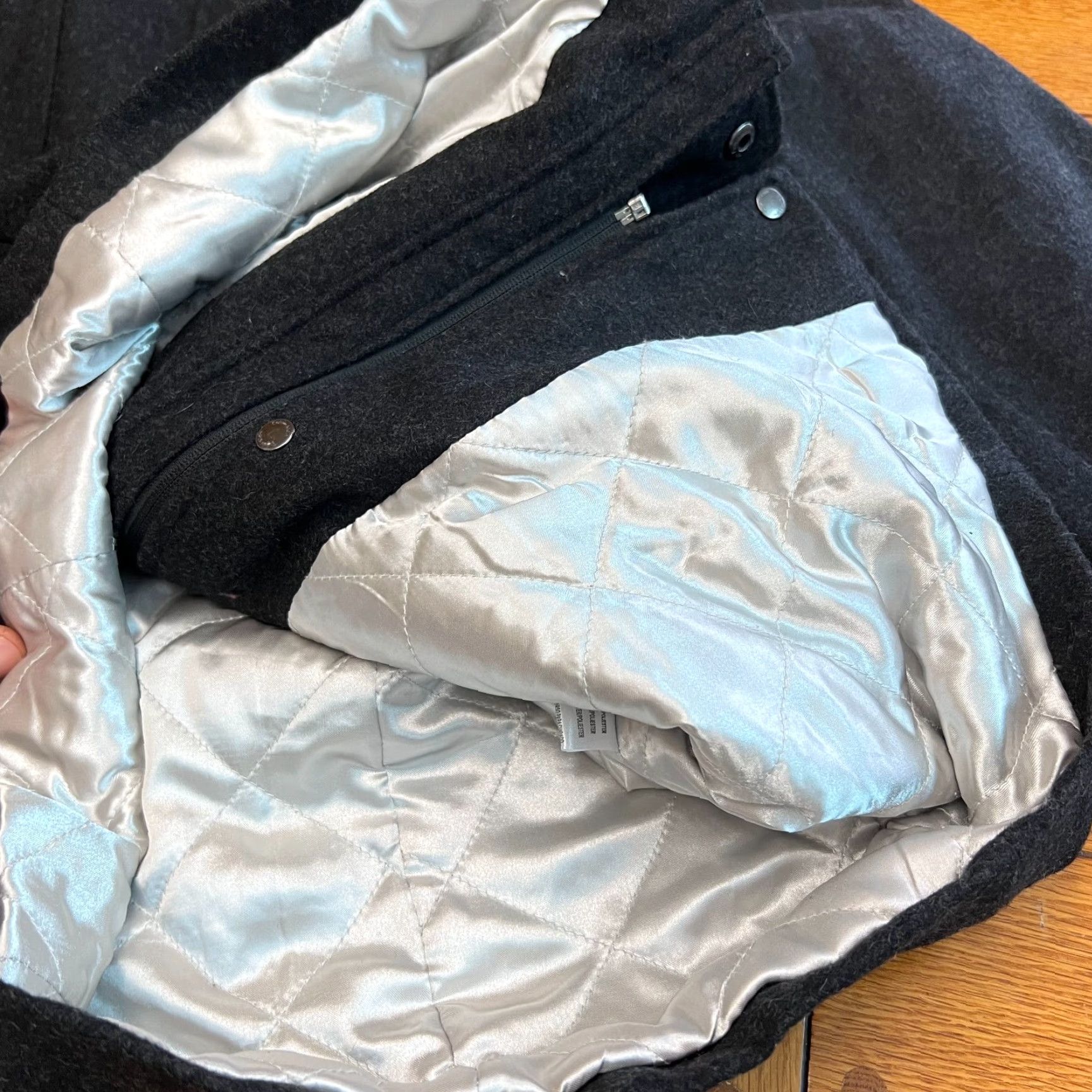 Calvin Klein Calvin Klein Womens Jacket Size 10 Black Wool Blend Collared Long Sleeves Fleece Solid Classic Size L / US 10 / IT 46 - 4 Thumbnail