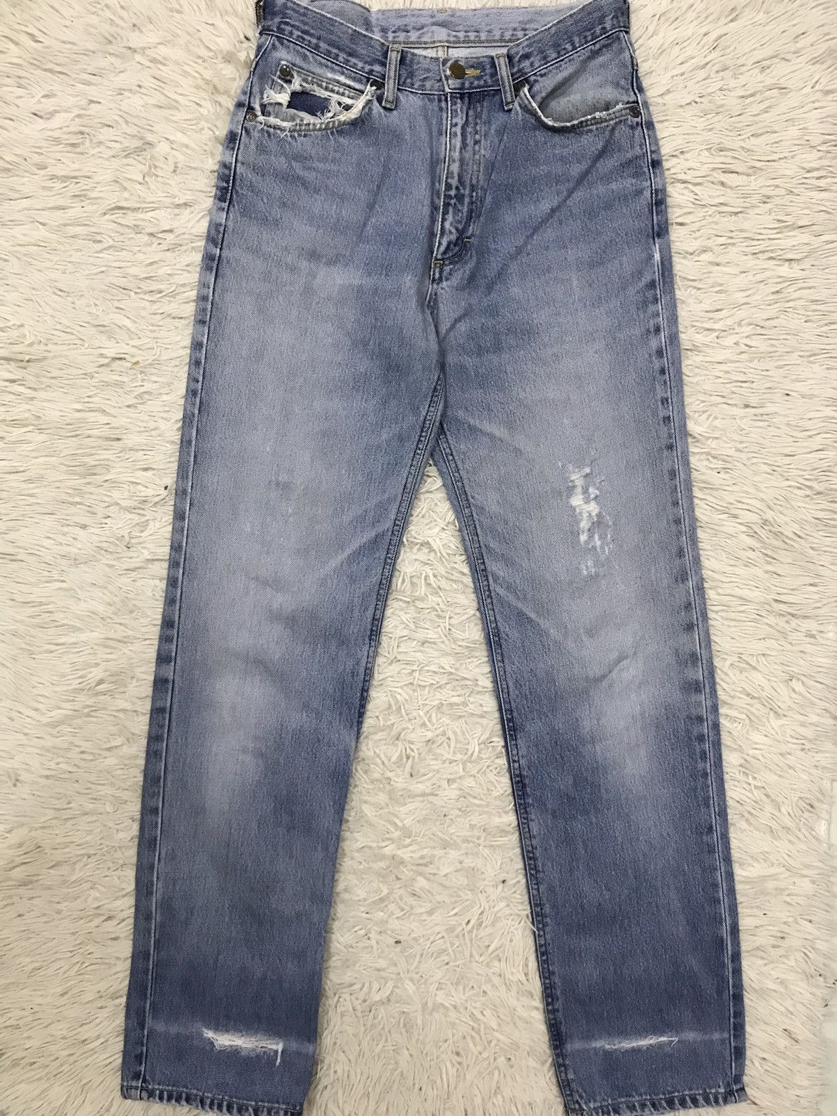 Lee Vintage Lee Straight Cut Distressed DenimJeans Size US 27 - 1 Thumbnail