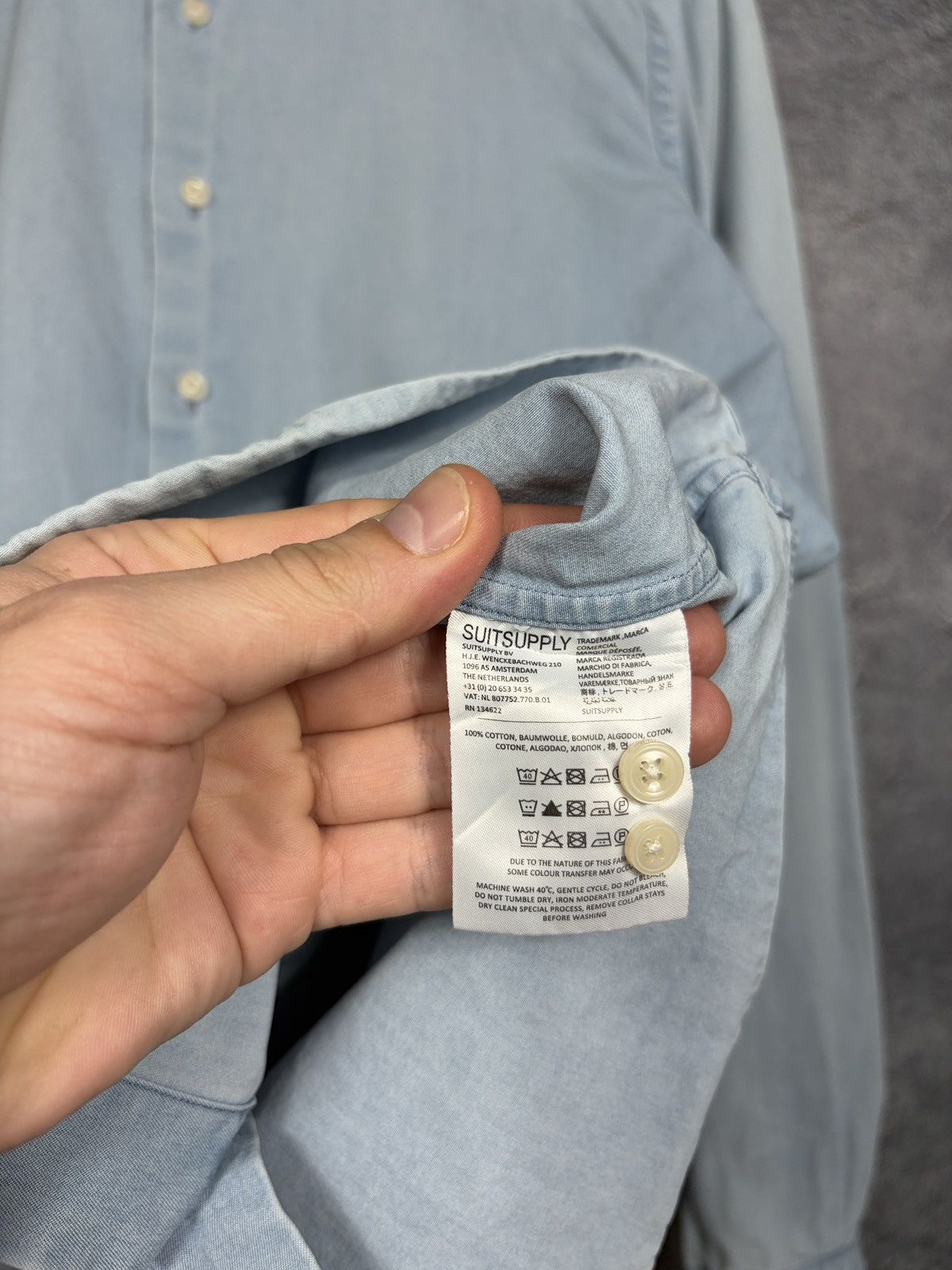Suitsupply Suittsupply Egyptian Cotton Denim Classic Shirt Size M Size US M / EU 48-50 / 2 - 12 Thumbnail