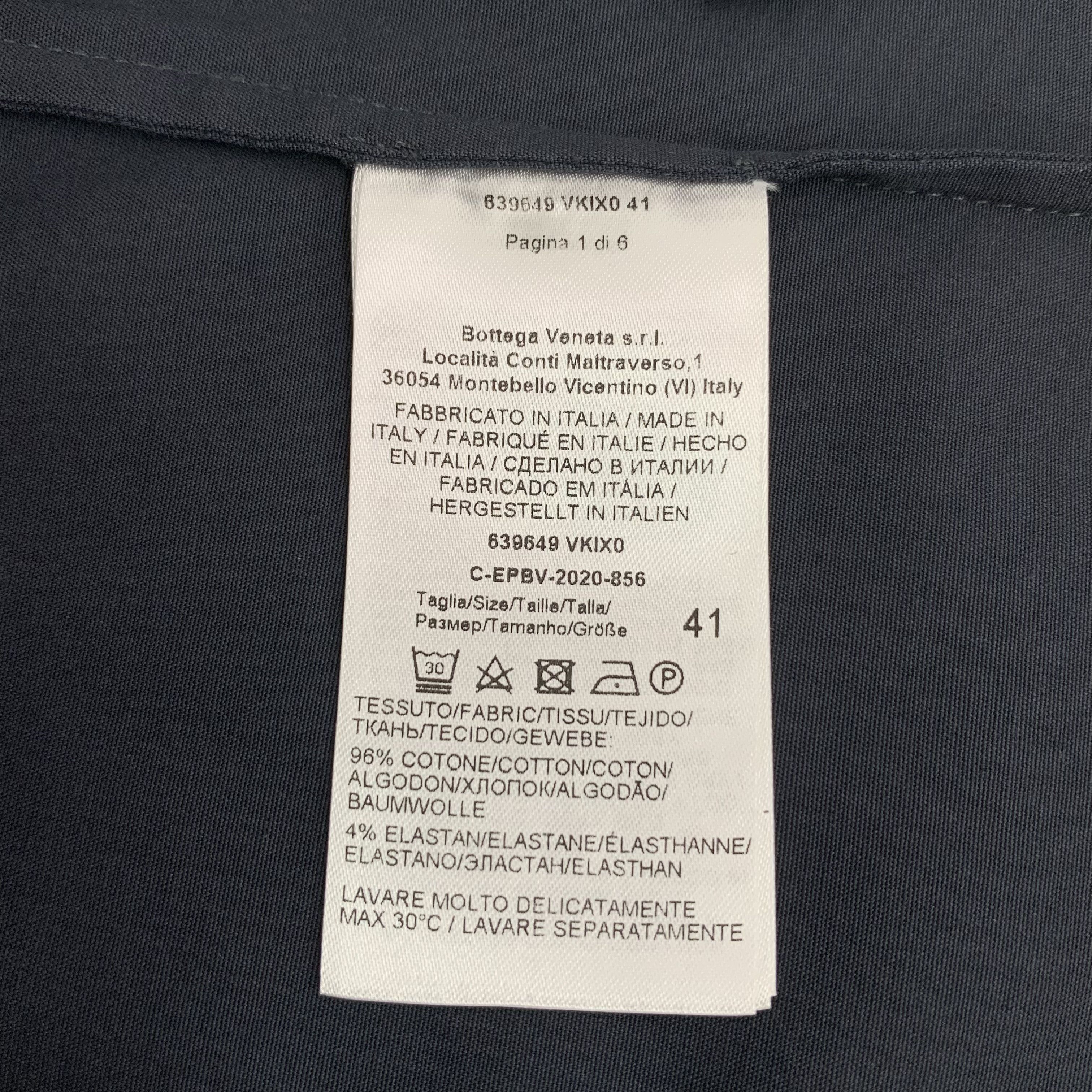 Bottega Veneta Bottega Veneta Navy Cotton Shirt (Size 41) Size US XS / EU 42 / 0 - 7 Thumbnail