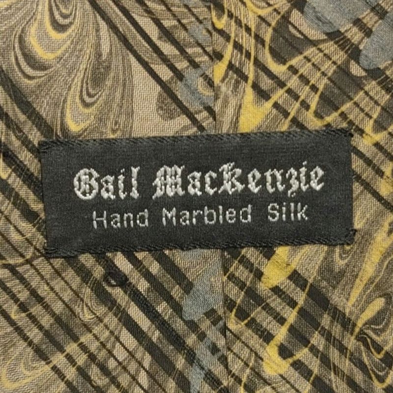 Other Gail Mckenzie Men's OS Hand Marbled Silk Gold Abstract Tie Size ONE SIZE - 2 Thumbnail