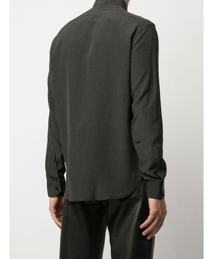 Saint Laurent Paris o1s1wg111124 Shirt in Dotted Crepe De Chine in Black Size US XS / EU 42 / 0 - 3 Thumbnail