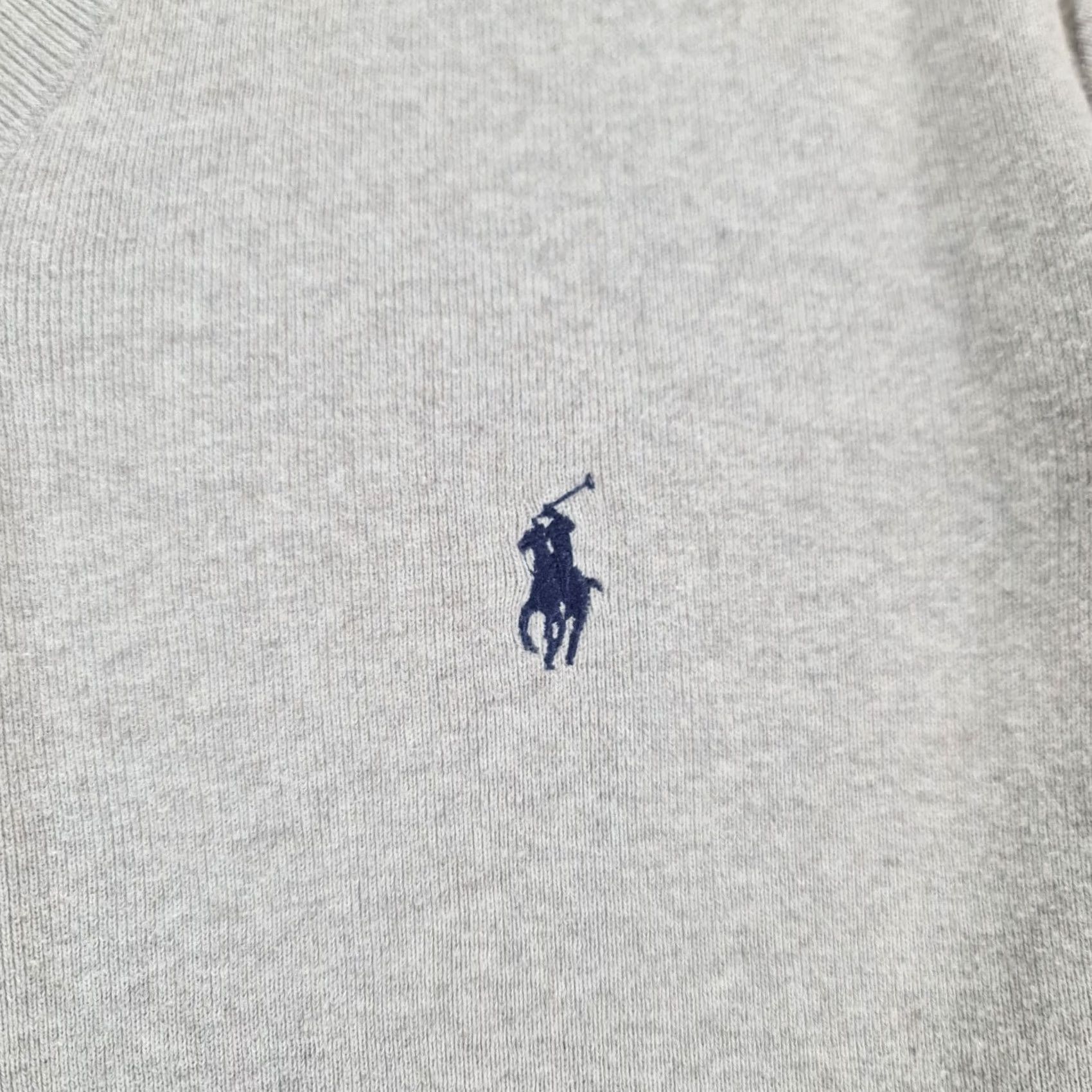 Polo Ralph Lauren VINTAGE Polo Ralph Lauren Mens Jumper Grey Medium 100% Cotton V Neck Knit Pullover Size US M / EU 48-50 / 2 - 4 Thumbnail
