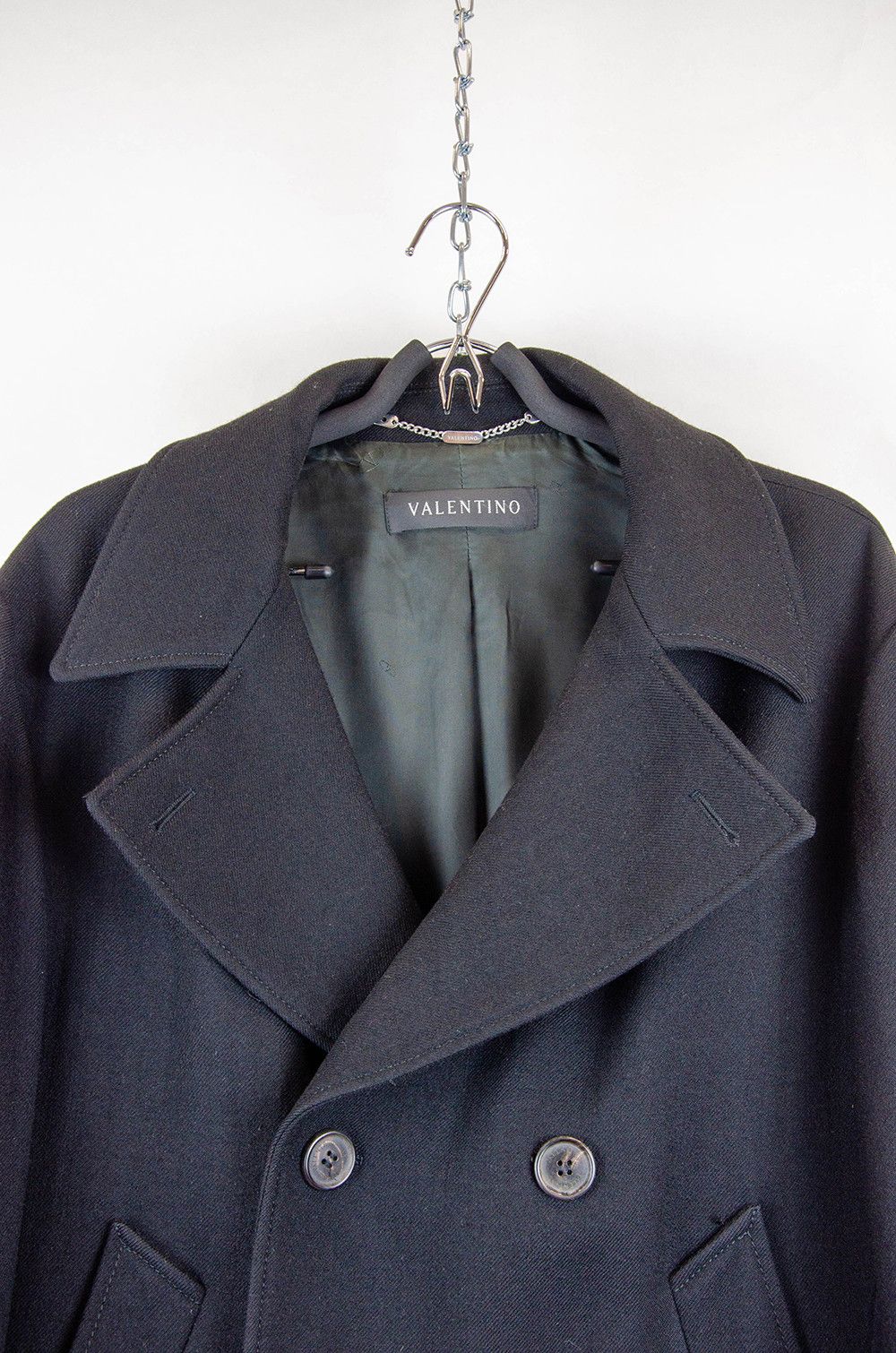 Valentino Valentino Double Breasted Wool Overcoat Black IT54 Size US L / EU 52-54 / 3 - 6 Thumbnail