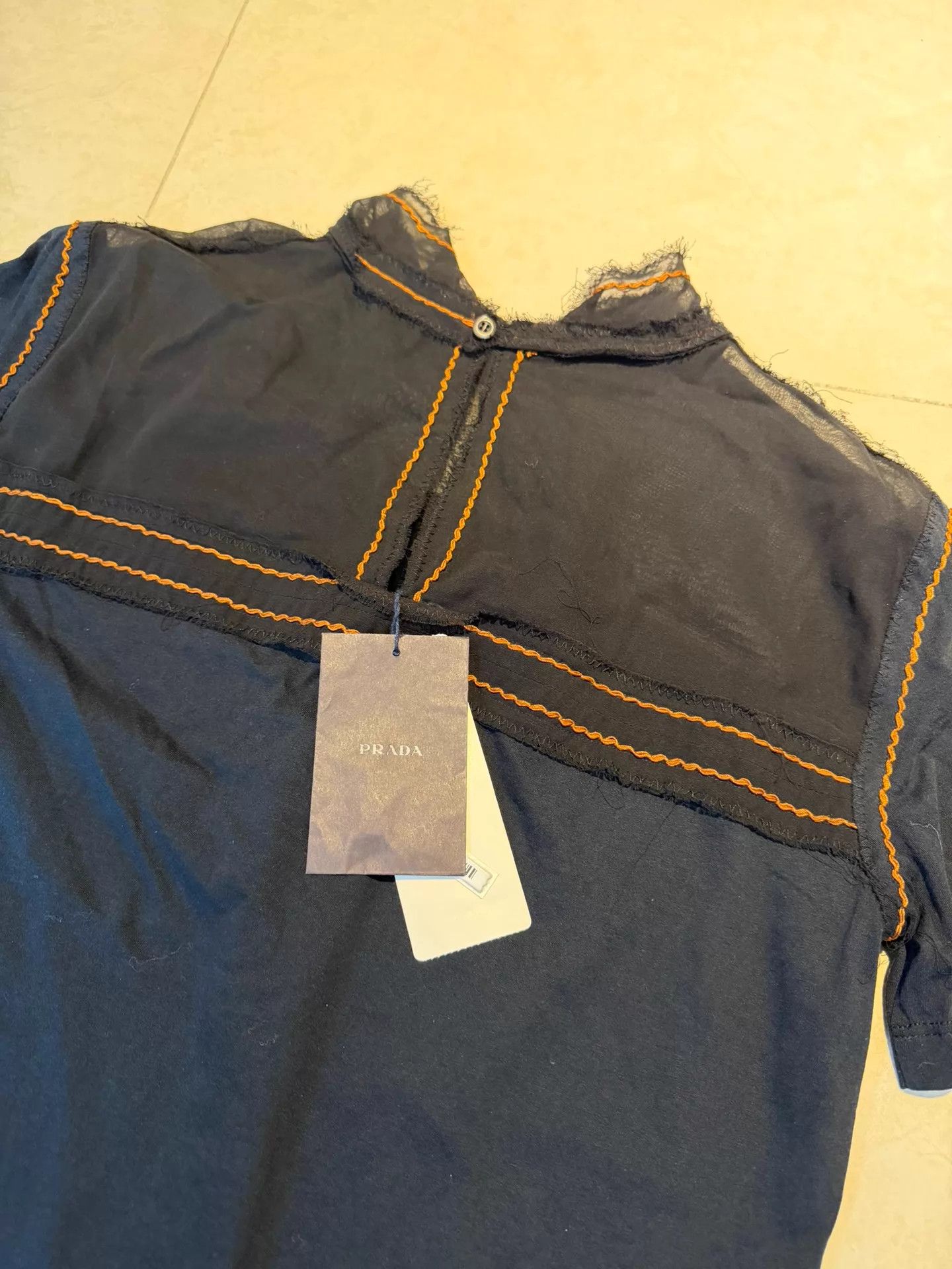 Prada PRADA Tulle Orange Colorblock Knit Polo Unisex L Size L / US 10 / IT 46 - 2 Thumbnail