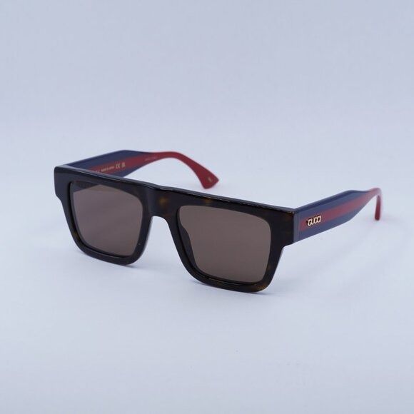 Gucci GG1868S 002 Sunglasses Havana/Blue/Red Square Frame
