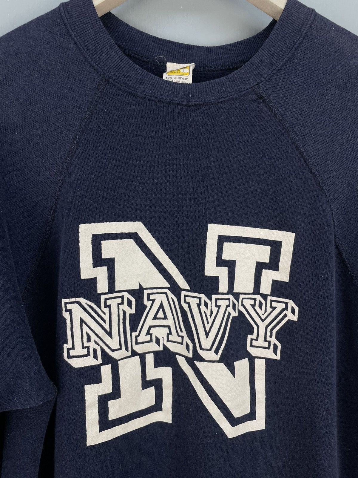 Vintage Vintage 70s NAVY sweatshirt Size US L / EU 52-54 / 3 - 3 Thumbnail