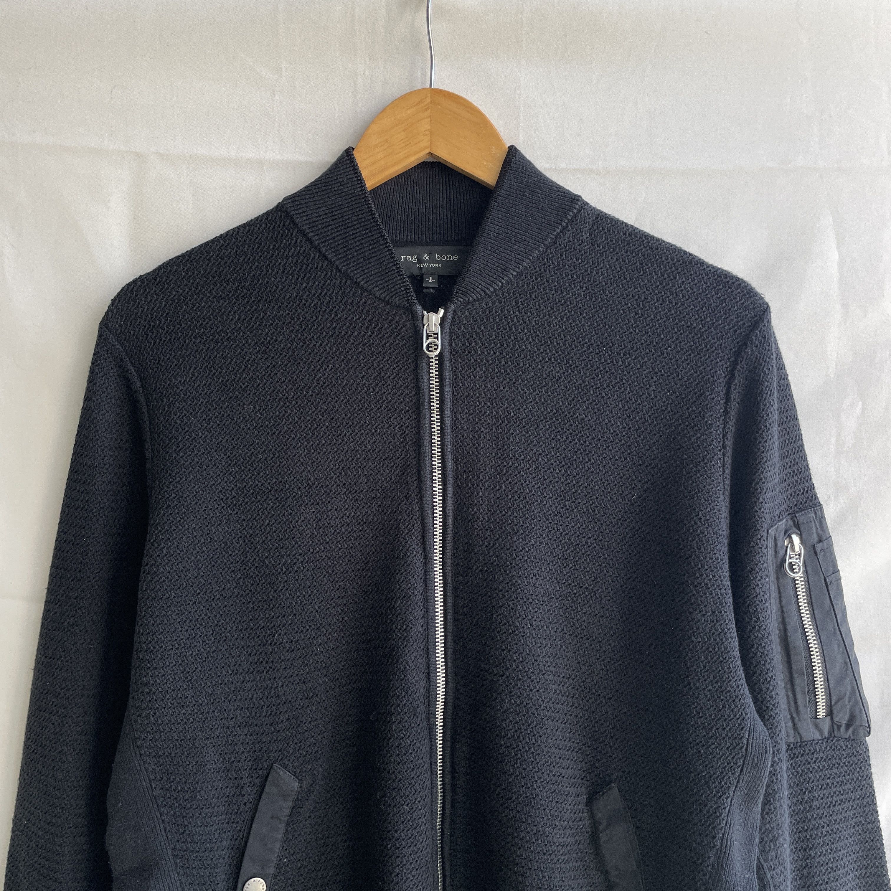 Rag & Bone Rag & Bone Cotton Hemp Zip Up Dark Navy Bomber Cardigan Size US S / EU 44-46 / 1 - 3 Thumbnail