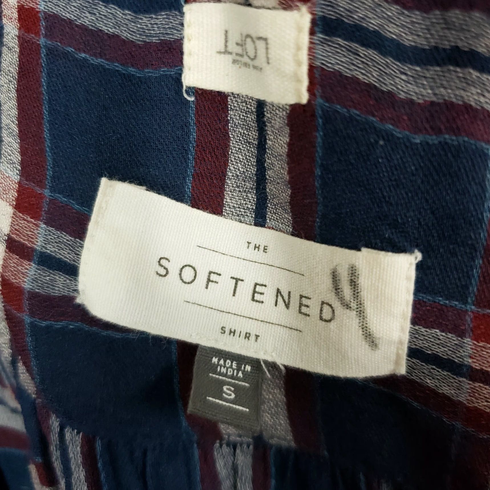 Loft Ann Taylor LOFT Womens Shirt Sz Small Blue Plaid Rayon Popover The Softened Size S / US 4 / IT 40 - 5 Thumbnail