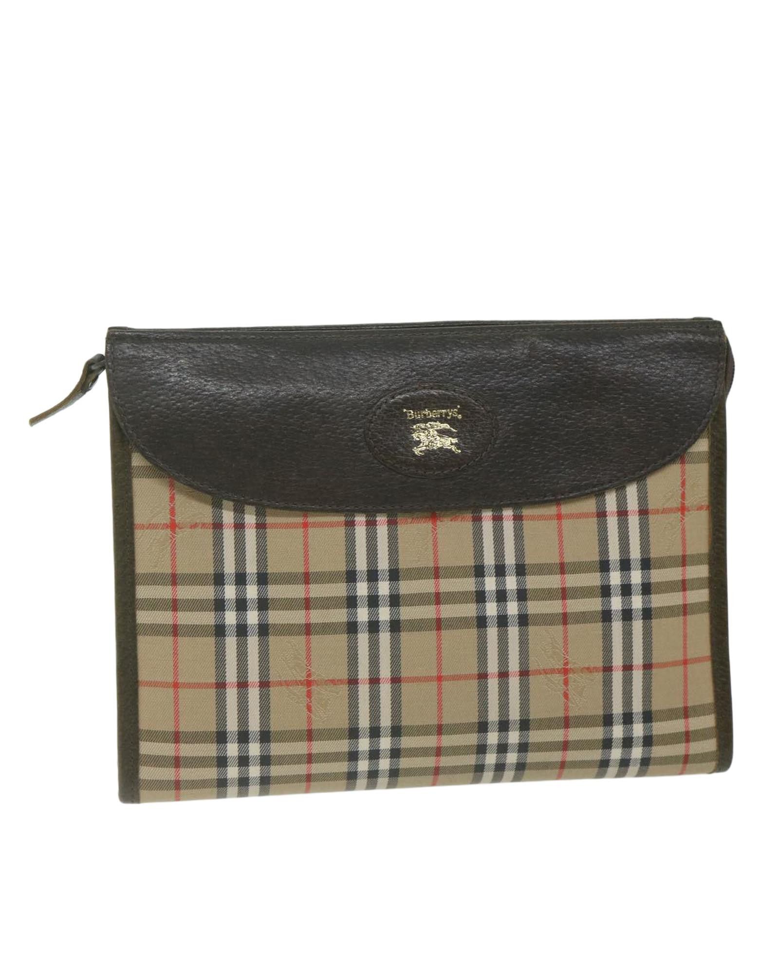 image of Burberry Beige Nylon Clutch Bag With Functionality, Women's