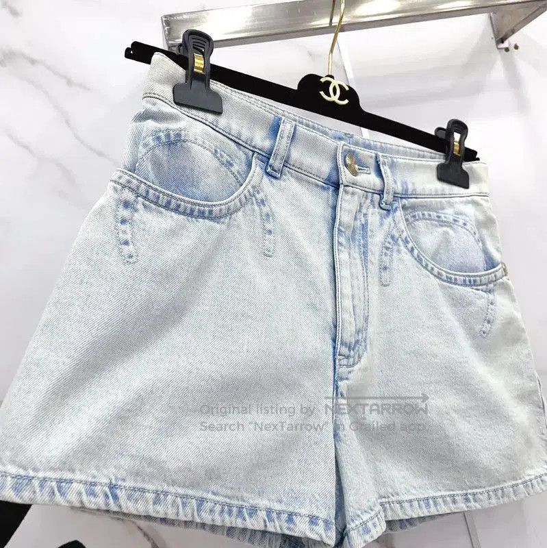 Chanel Chanel Blue Cotton Logo Women's Shorts . Size 23" - 4 Thumbnail