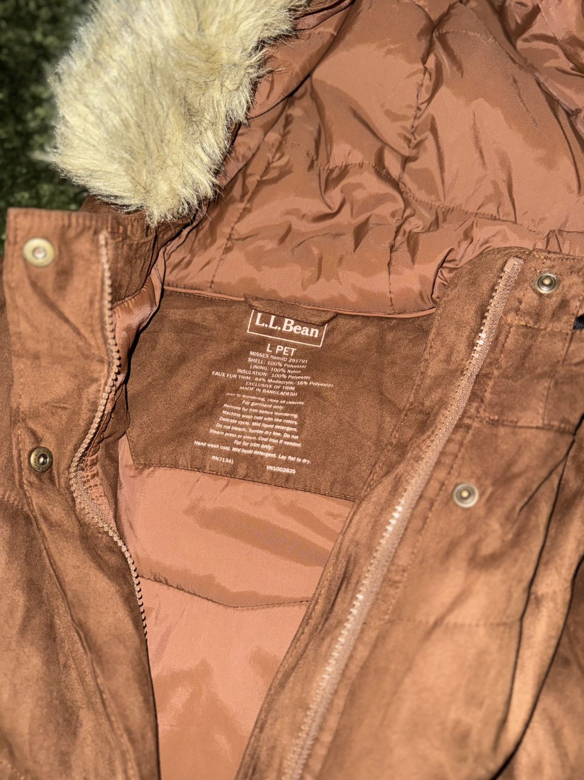 L.L. Bean [L] L.L.Bean Women’s Two-Way Fur Padded Coat Camel Size L / US 10 / IT 46 - 3 Thumbnail