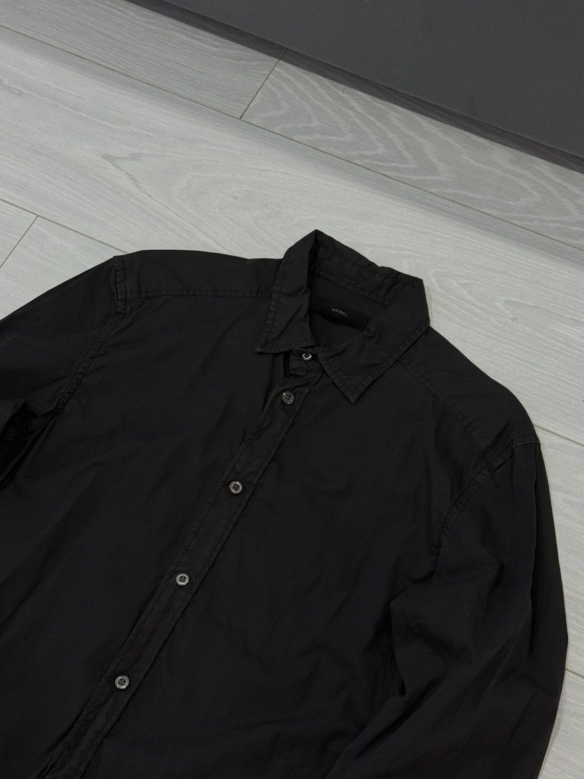 Diesel 2000s Button Up Shirt - Black Military Vintage Size M