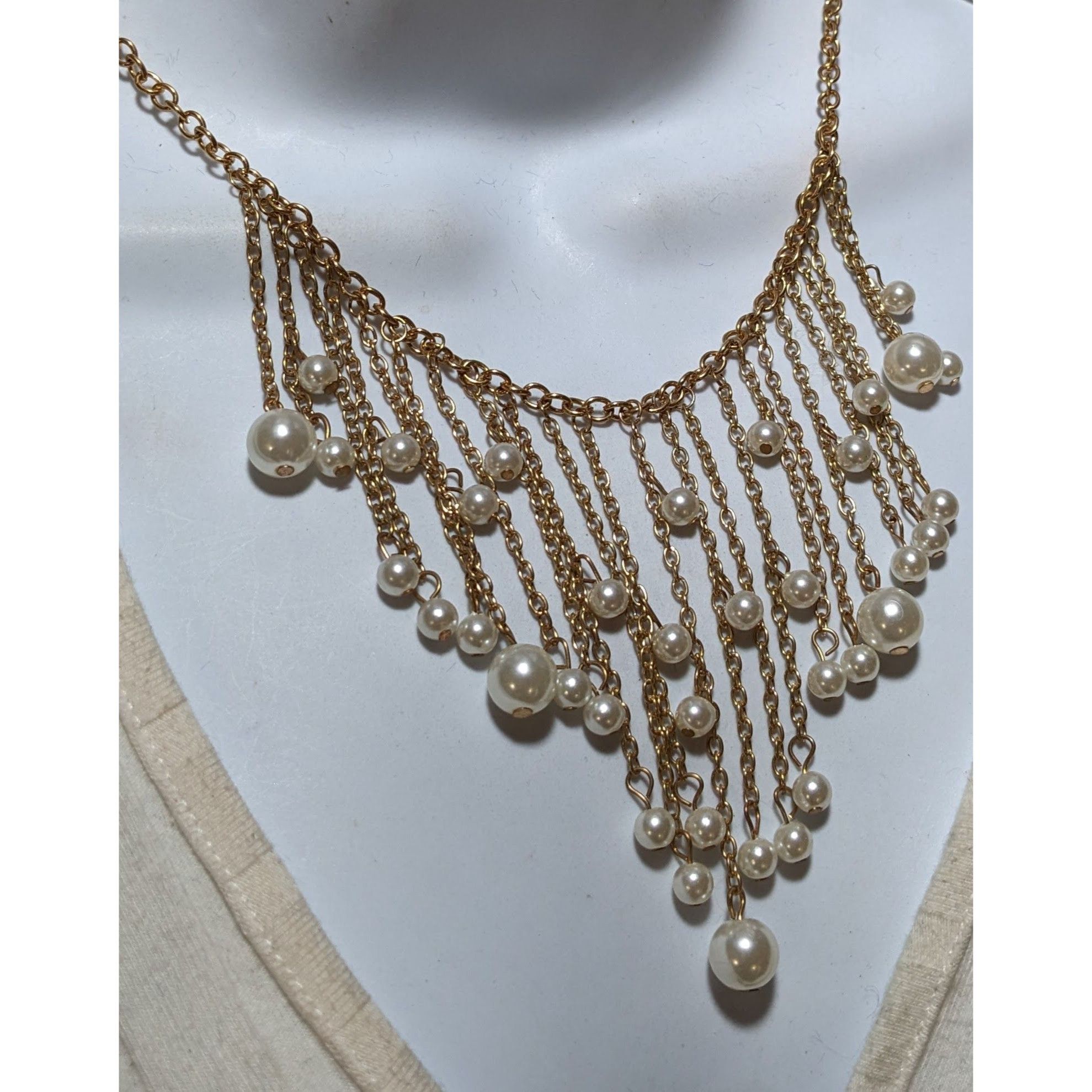 Other Elegant Glam Gold Chain Pearl Fringe Necklace Size ONE SIZE - 6 Thumbnail