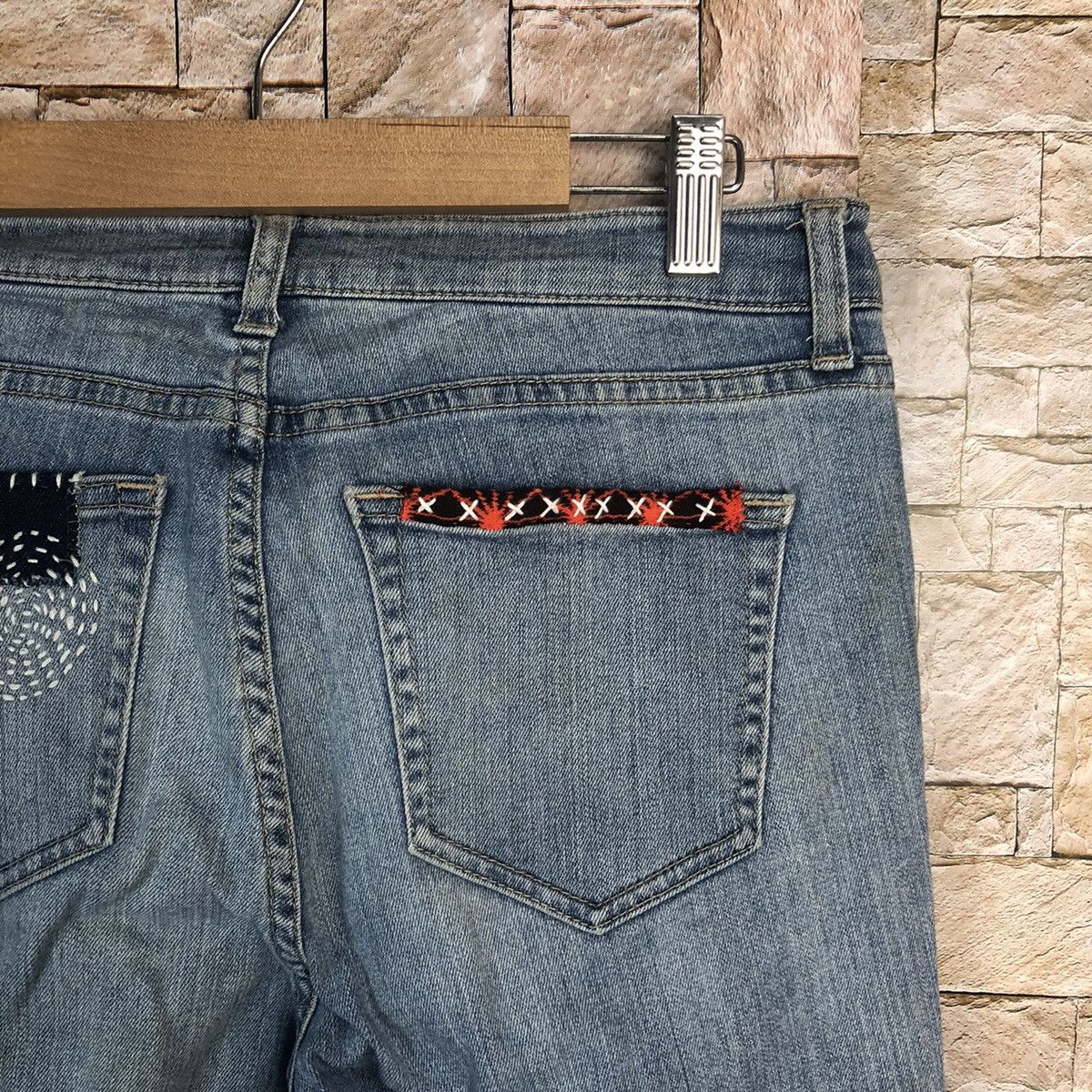 LOWRYS FARM Lowrys Farm sashiko patchwork Blue Denim Pants #A75 Size US 30 / EU 46 - 20 Thumbnail
