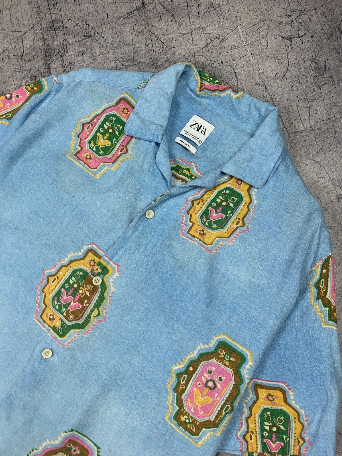 Zara Zara Crazy Hawaiian Shirt Short Sleeve Y2K Multicolor Art Size US M / EU 48-50 / 2 - 2 Thumbnail