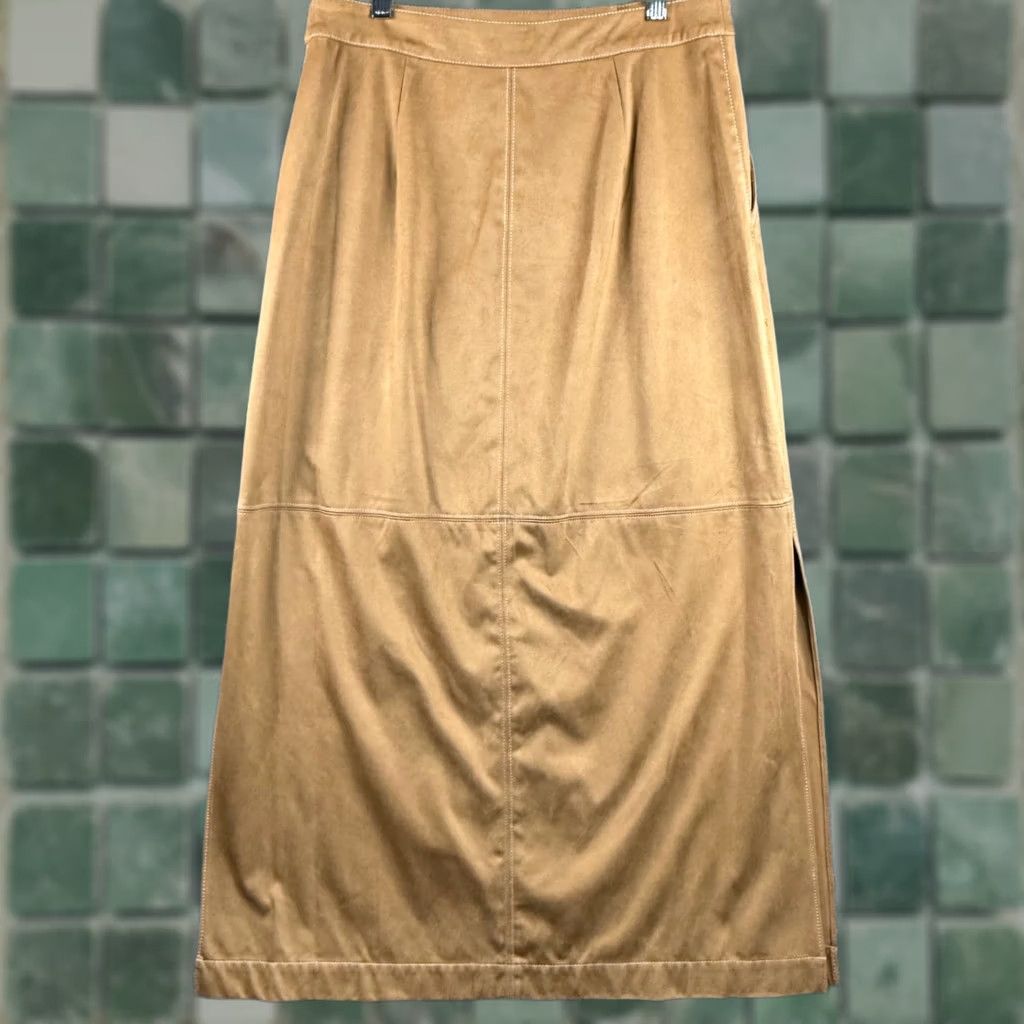 Staud Staud Maxi Skirt Tan Camel Size 10 Tall Pockets Side Slit A-Line 70s Style Boho Western Womens Size 32" / US 10 / IT 46 - 1 Thumbnail