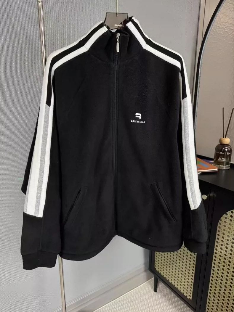 Balenciaga Black and white double-hook embroidered striped