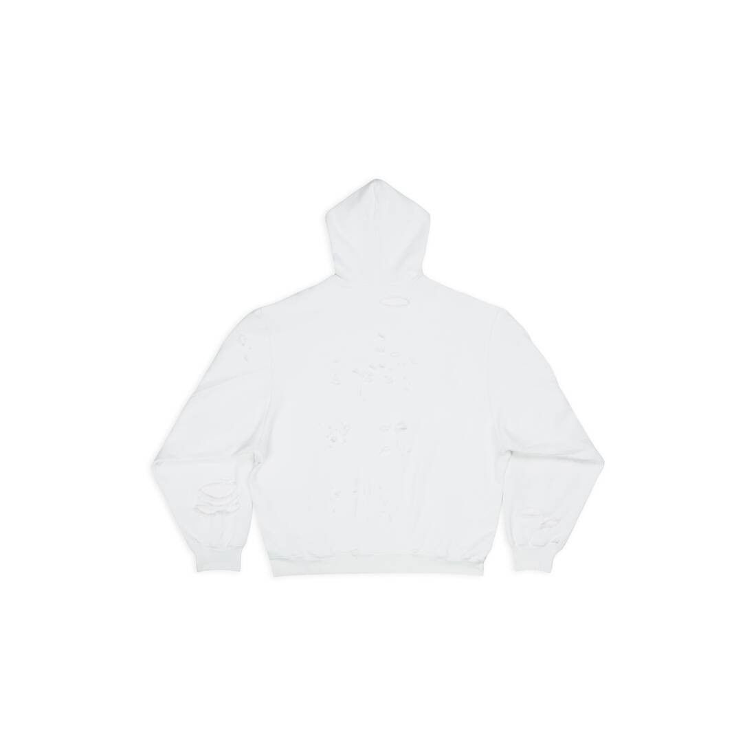Balenciaga o1bcso1str1224 Caps Destroyed Hoodie in White Size XXS / US 00 / IT 34 - 2 Thumbnail