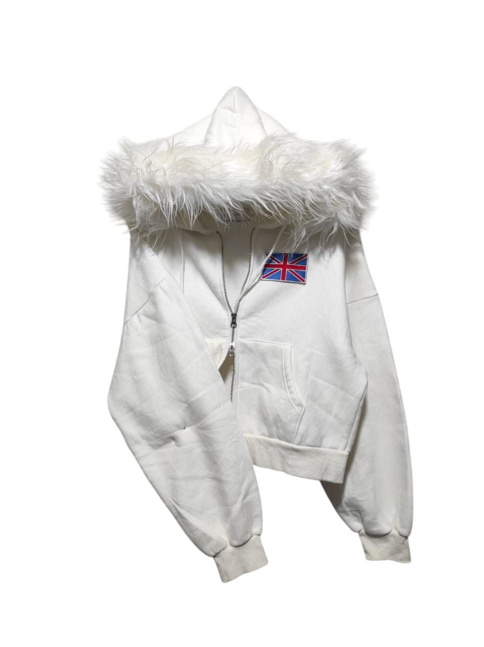 Pre-owned Hysteric Glamour X If Six Was Nine Trendy Apparel Crop Double Zipper Fur Hoodie Lgb Style In White