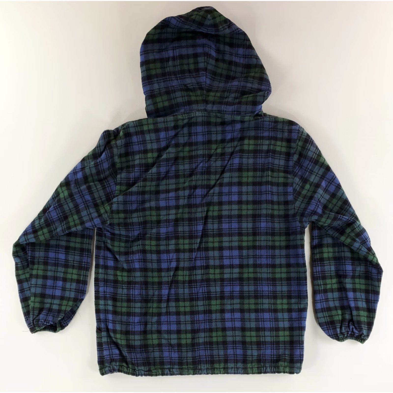 Vintage Vermont Flannel Hoodie Pullover Blue Green Plaid Long Sleeve Mens S Size US S / EU 44-46 / 1 - 5 Thumbnail