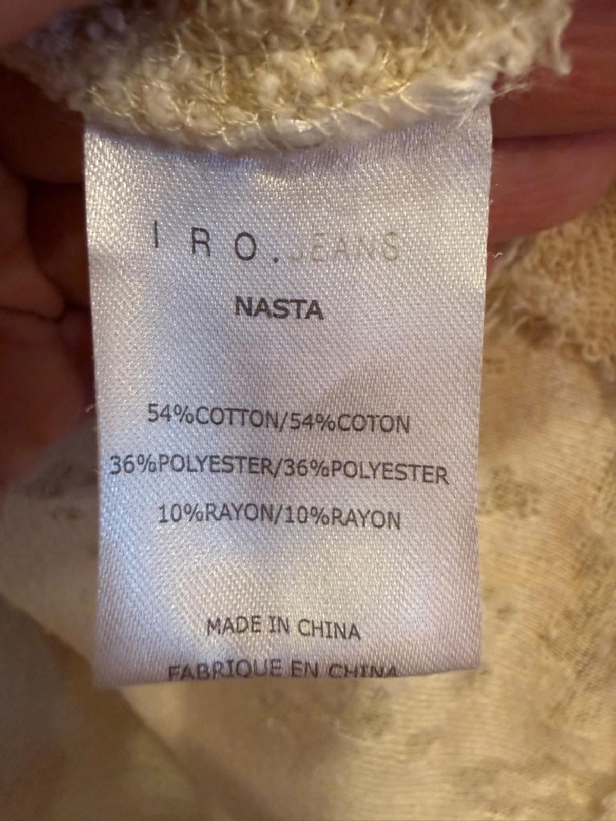Iro IRO Jeans Women’s Textured Distressed Cream Tee sz S Size S / US 4 / IT 40 - 5 Thumbnail
